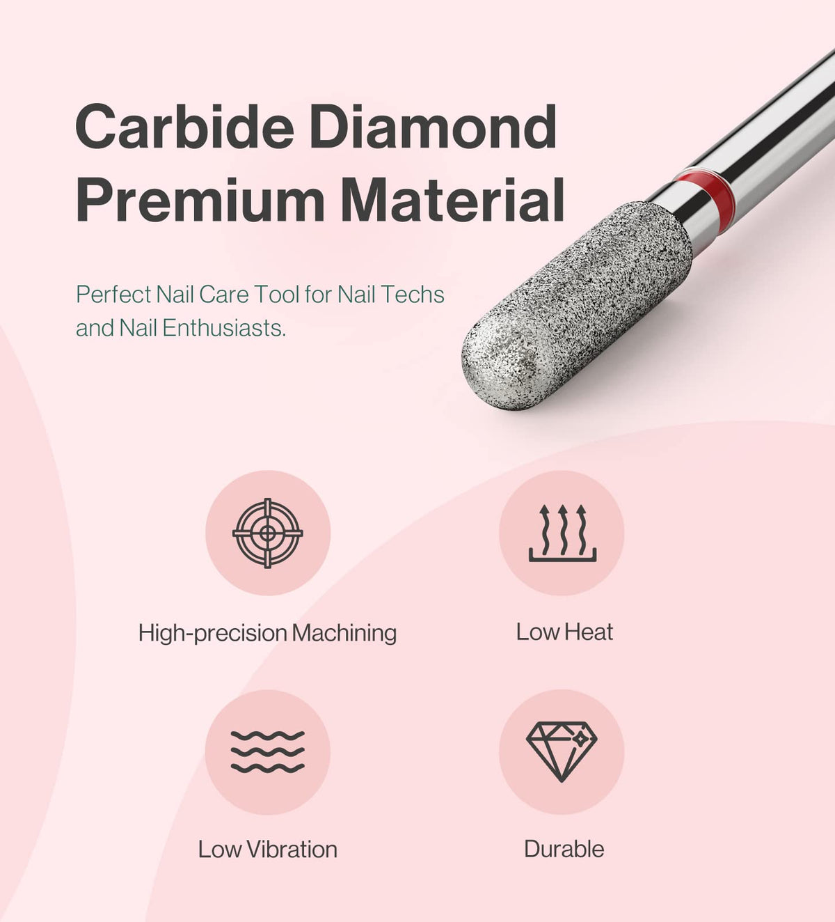 3mm Rounded Top Barrel Carbide Diamond Under Nail Cleaner Nail Drill B