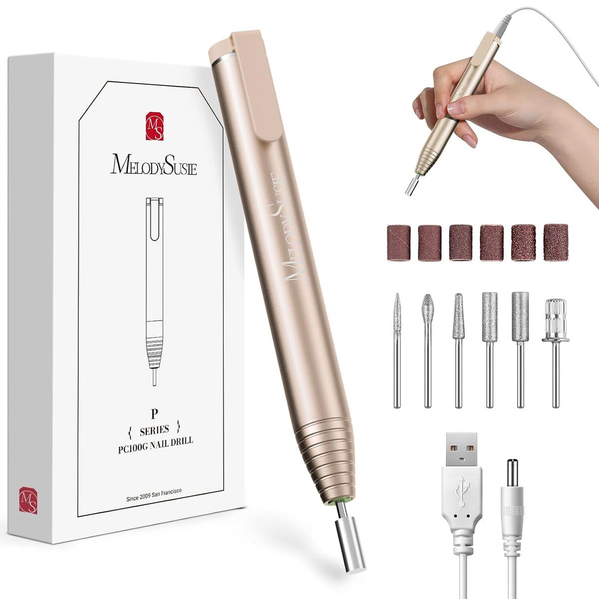 MelodySusie PocketNail PC100G Portable Nail Drill 20,000 RPM