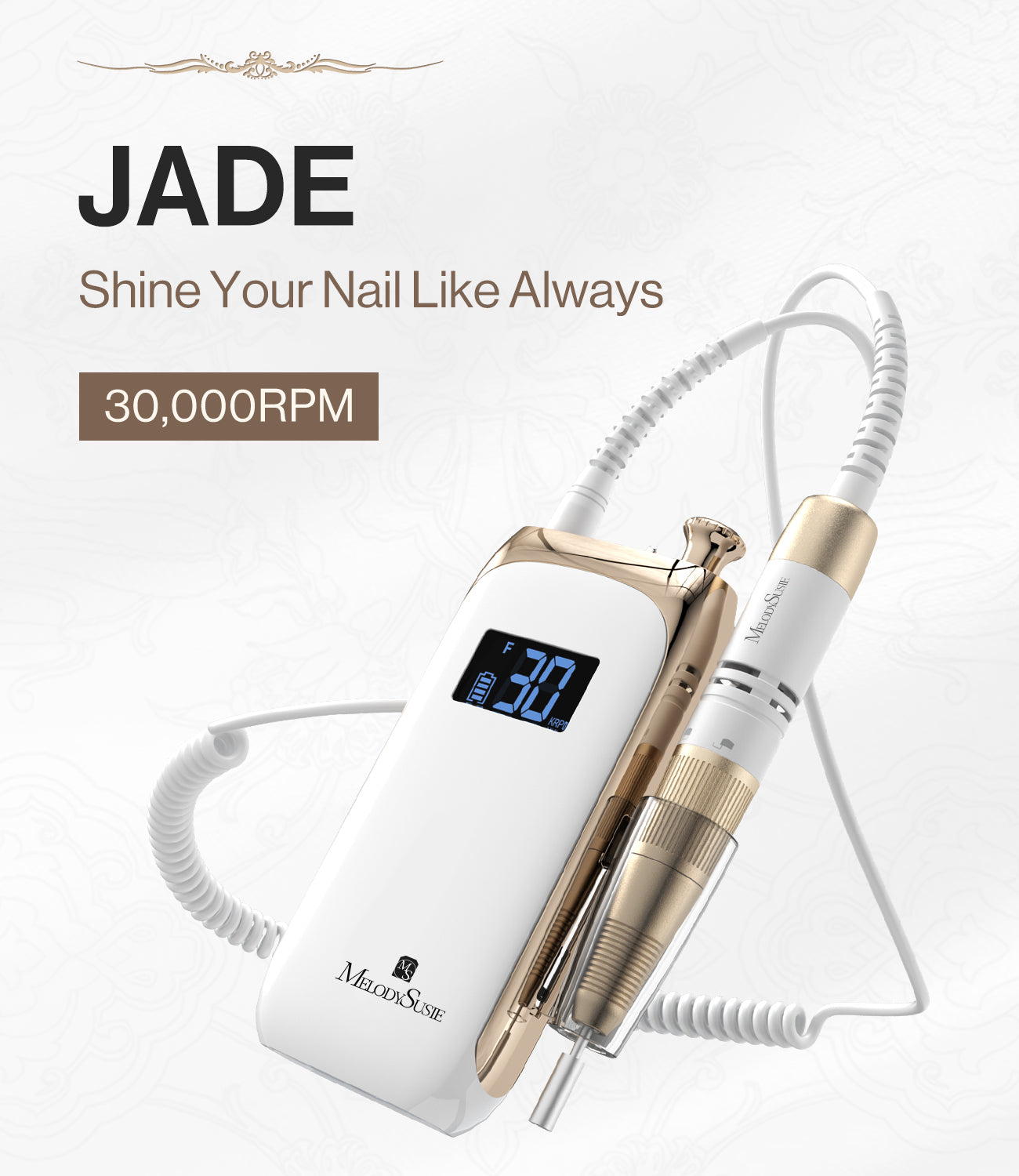 14th Anniversary Jade(SC320C) Nail Drill Gift Box (White-Gold)