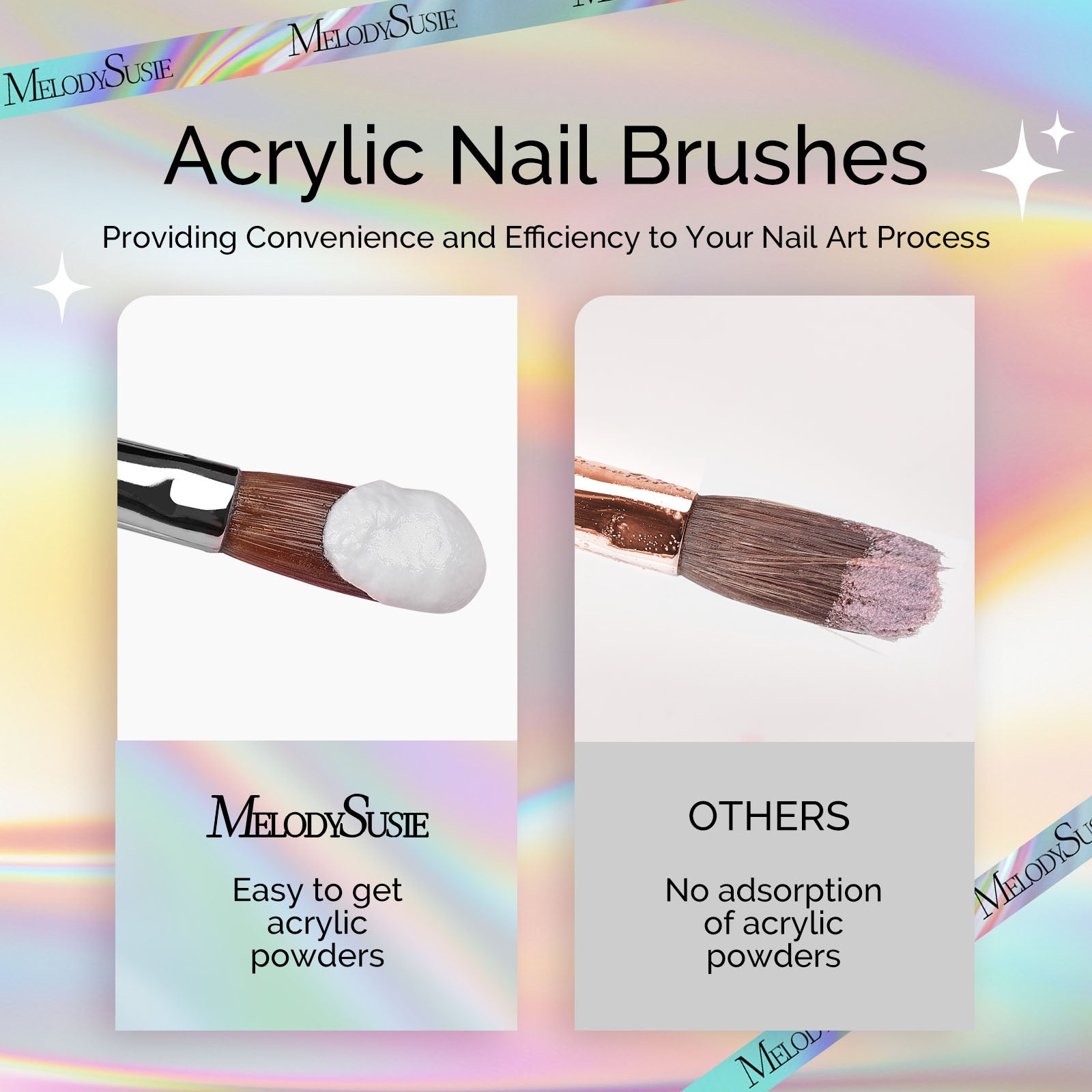 Acrylic Nail Brush Set (4Pcs) - Silver Color