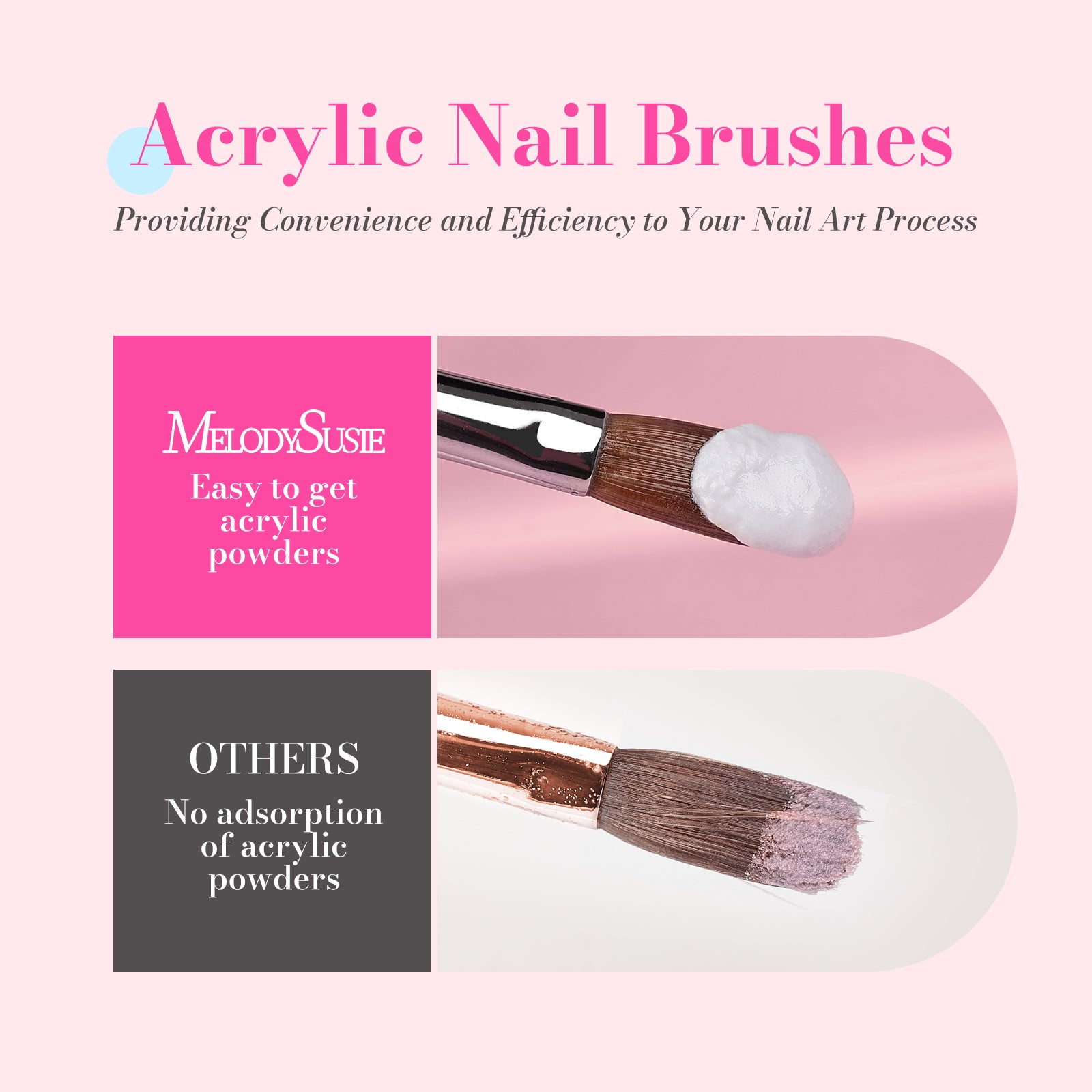 Acrylic Nail Brush Set (3Pcs) - Pink