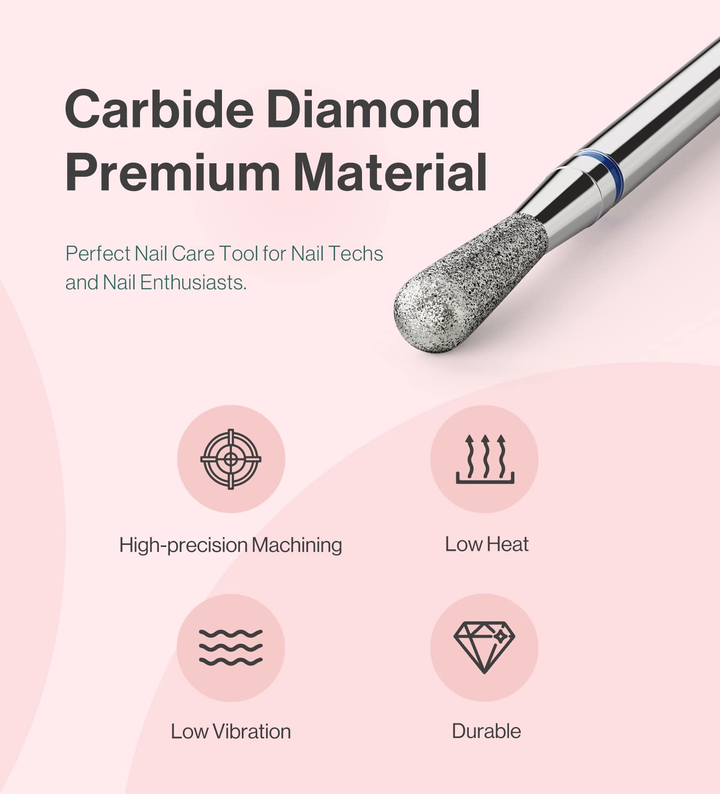 2.5mm Pear Shape Carbide Diamond Under Nail Cleaner Nail Drill Bit
