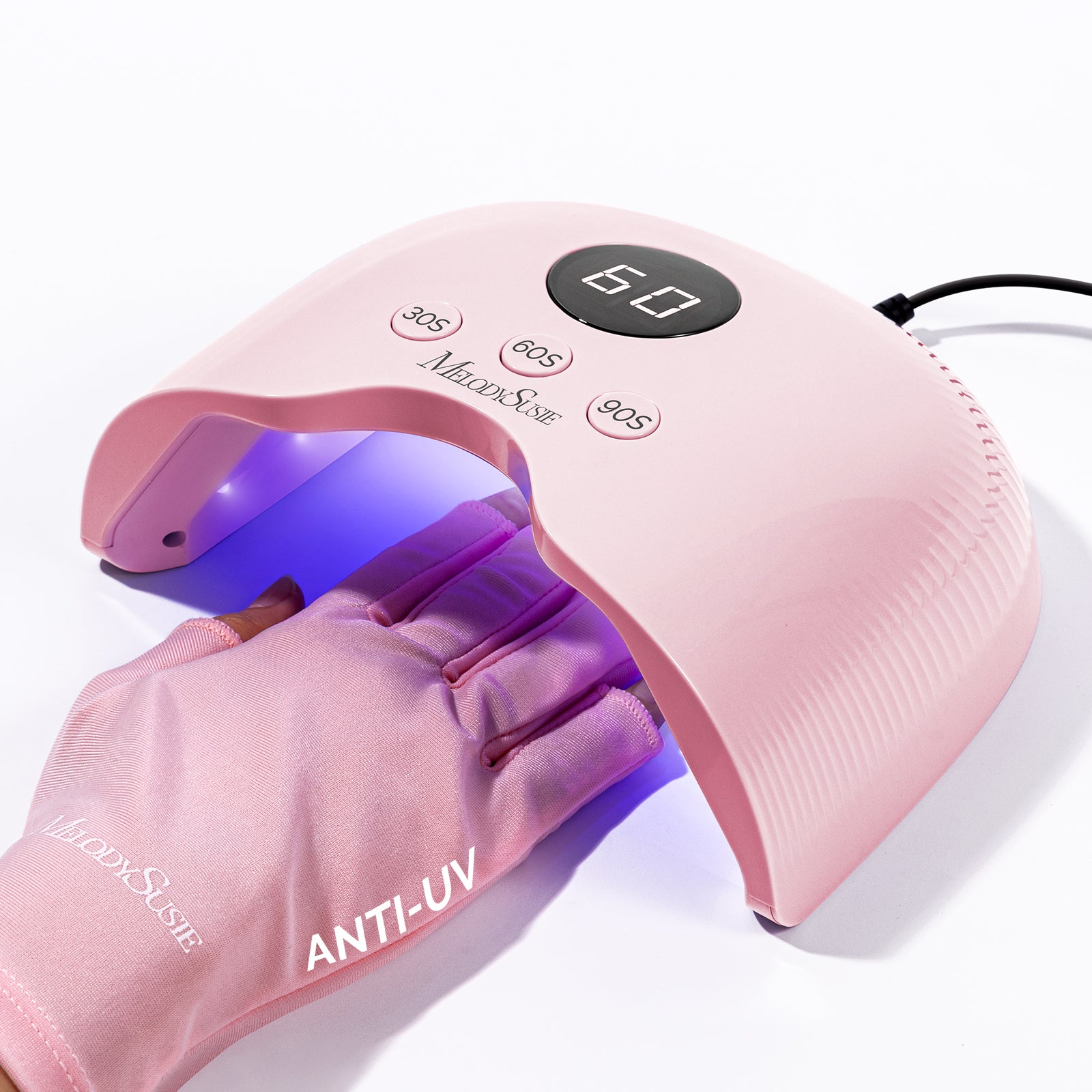 P-PLUS30A LED/UV Nail Lamp with UV Gloves - Pink