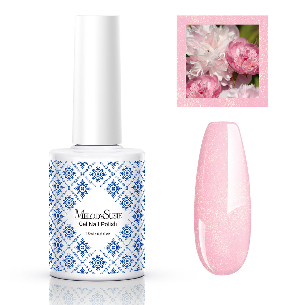 Fleurwee plant-based gel nail polish in Sunshine Peony Pink milky professional shade for office wear two-week wear