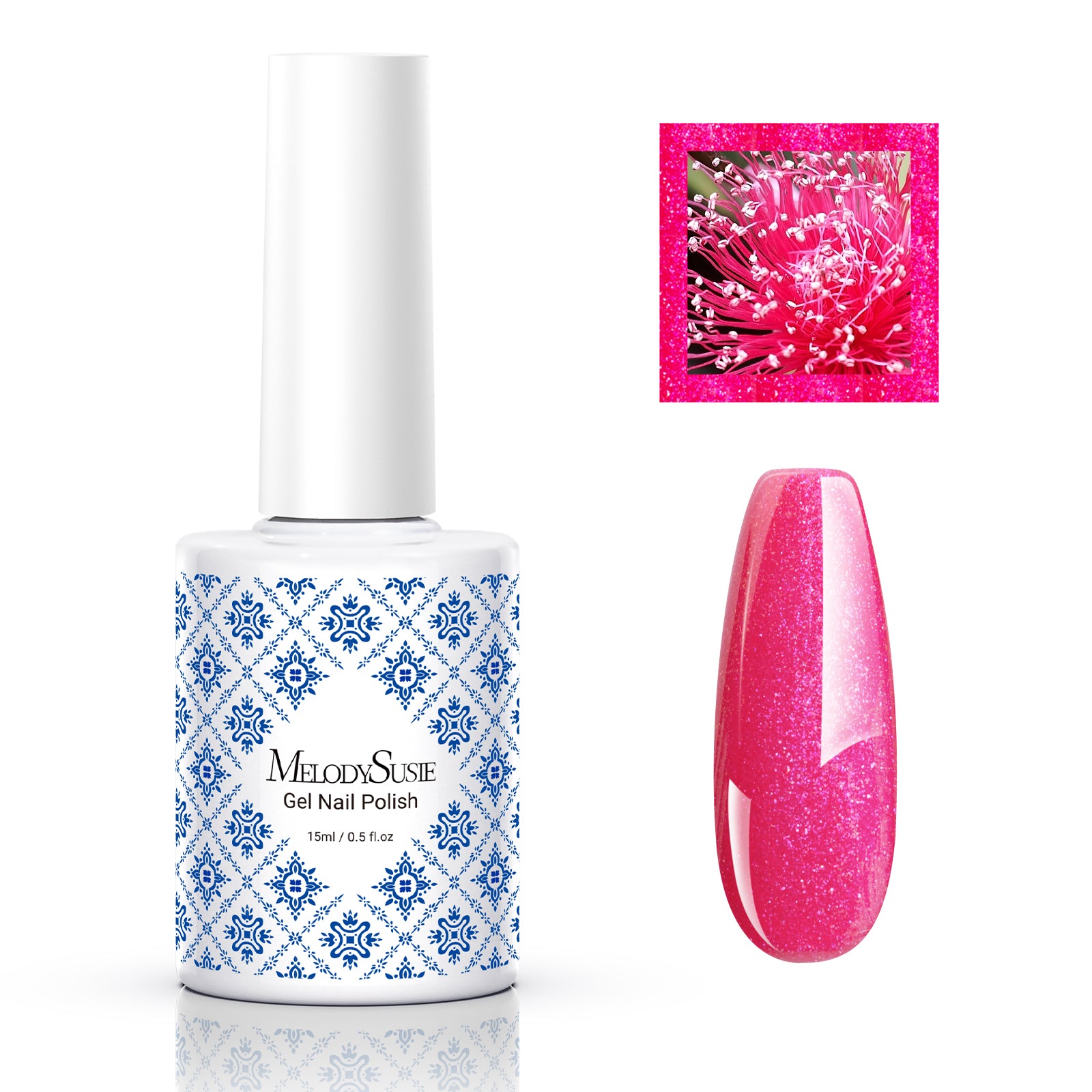 Fleurwee Gel Nail Polish Plant-based 0.5 fl oz/15ml - P55 Guava Glitter