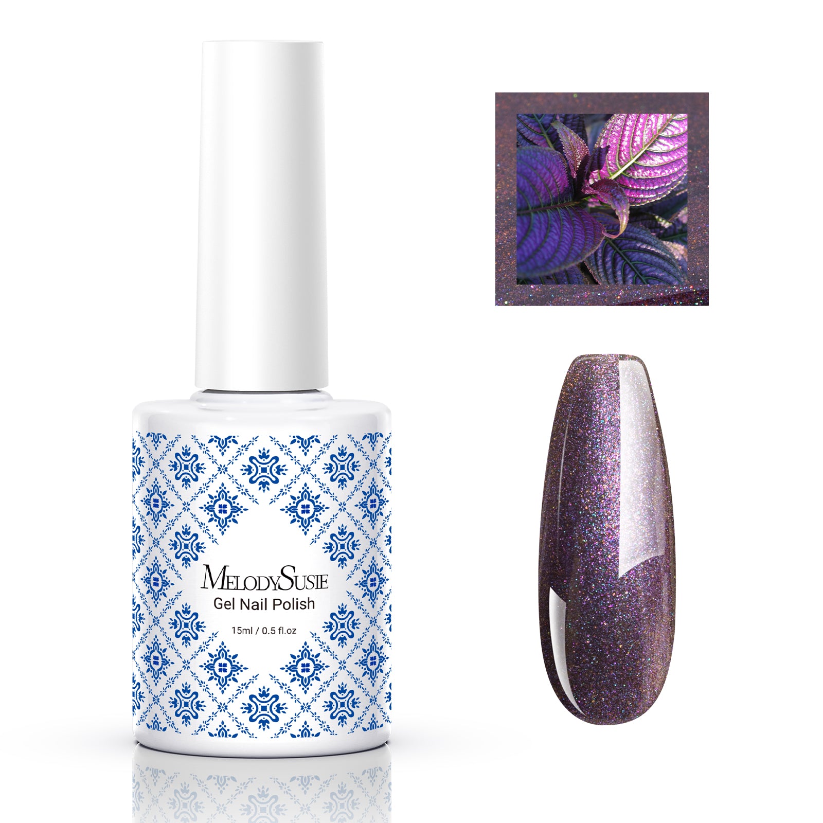 Fleurwee Gel Nail Polish Plant-based 0.5 fl oz/15ml - P60 Starry Sky Begonia Black