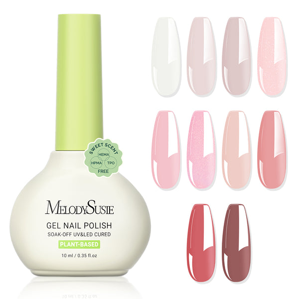 Sweet Scent plant-based gel nail polish set 10 shades peach pink professional work nail colour collection HEMA-free