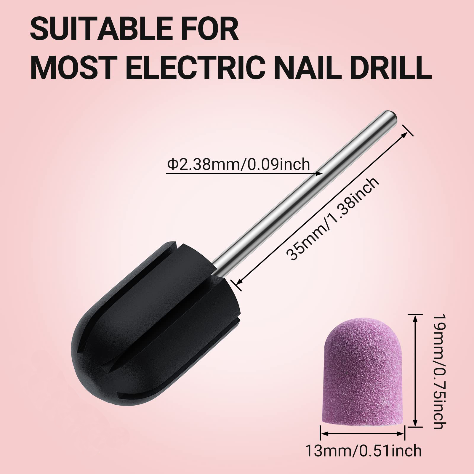 Nail Sanding Caps With A Rubber Mandrel Bit Purple - 13mm