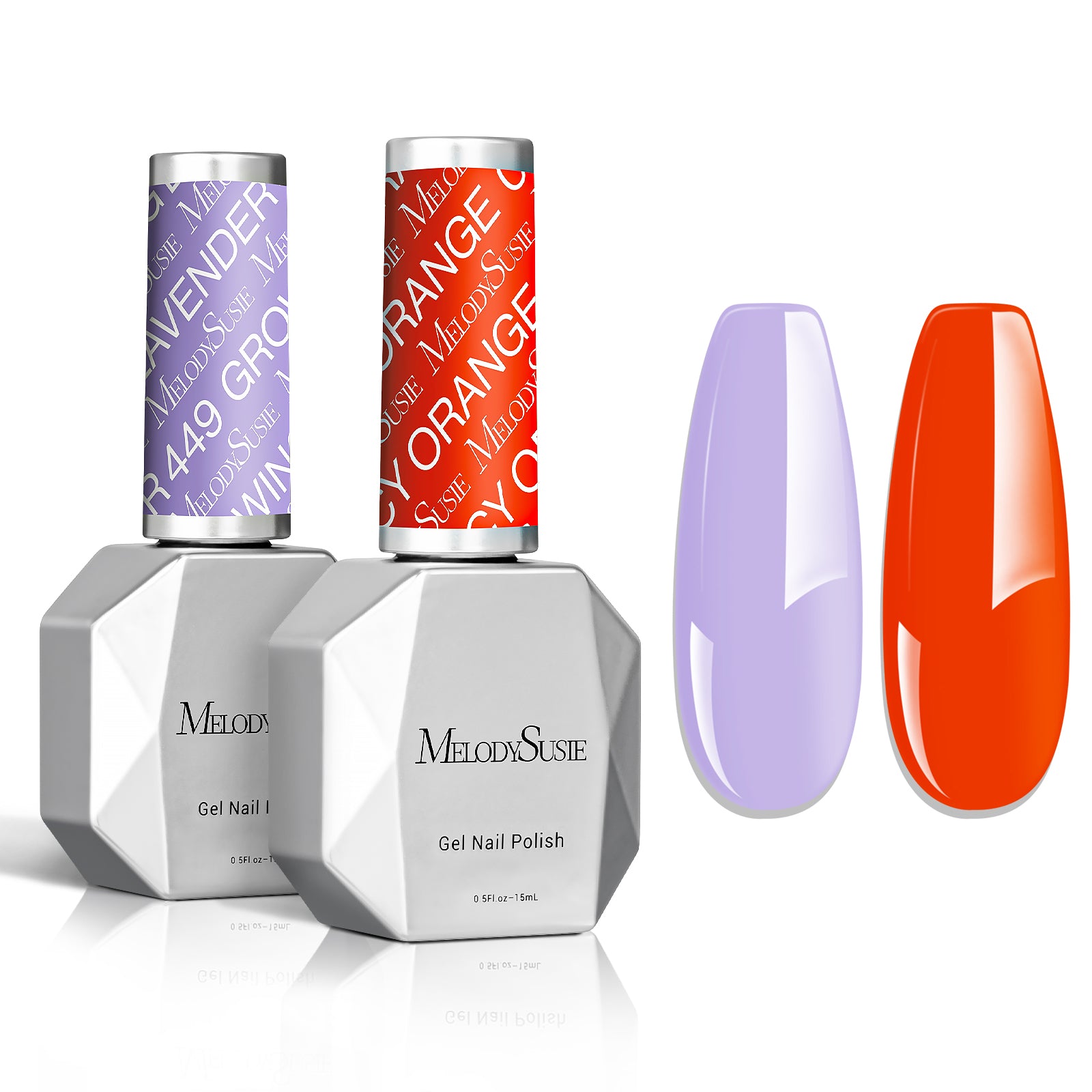 Gel Nail Polish Purple and Orange 2 Pack 15ml
