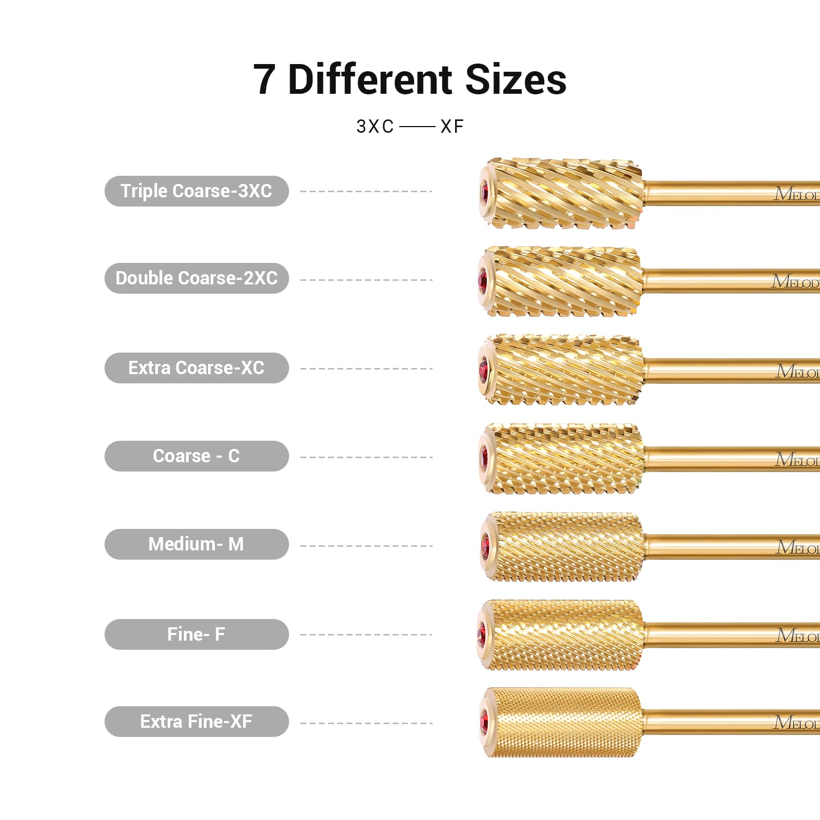 Crystal Top Red Heart Shape Large Barrel Carbide Nail Drill Bit (Gold)