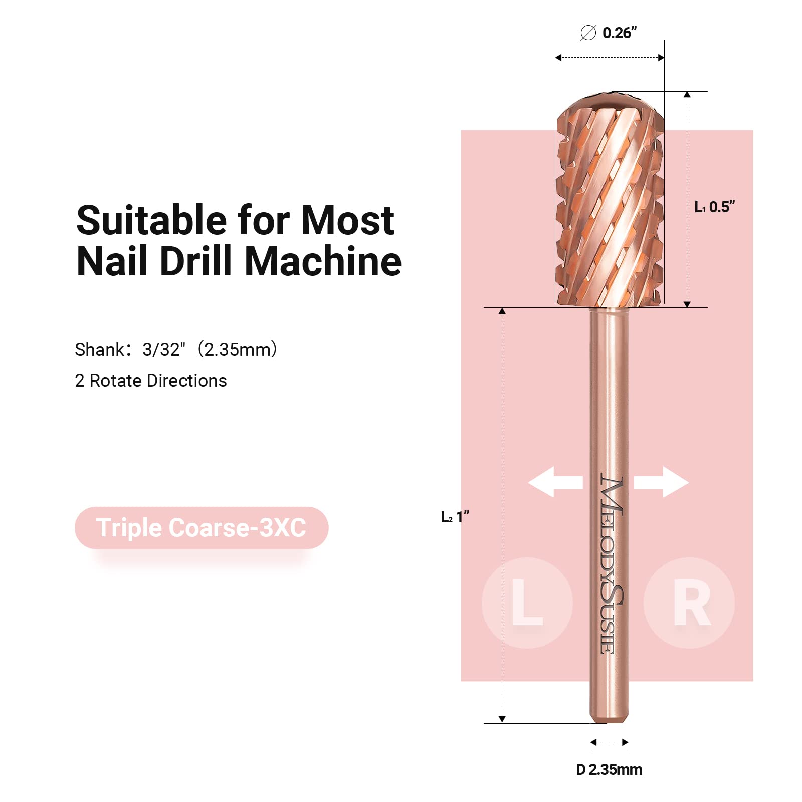Large Barrel Smooth Top Tungsten Carbide Nail Drill Bits