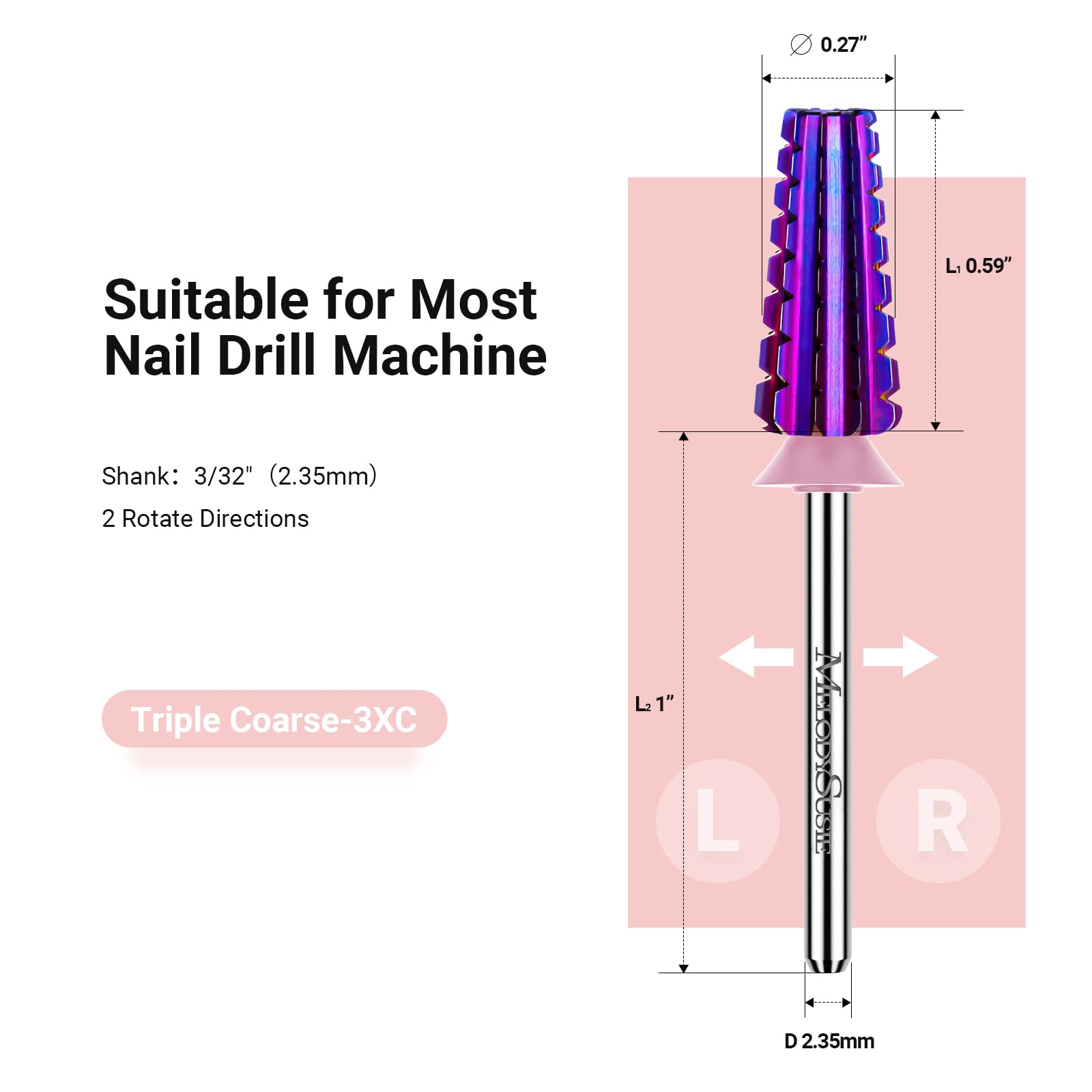 5 in 1 Straight Cut Tungsten Carbide Nail Drill Bits