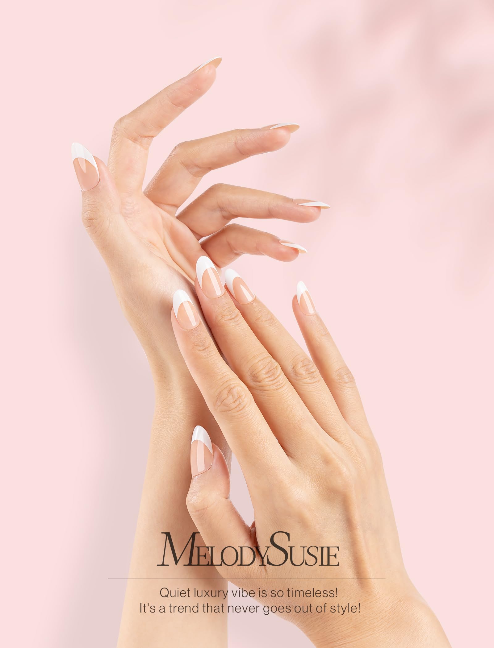 Acrylic Press On Nails - Short Square White French (US ONLY)