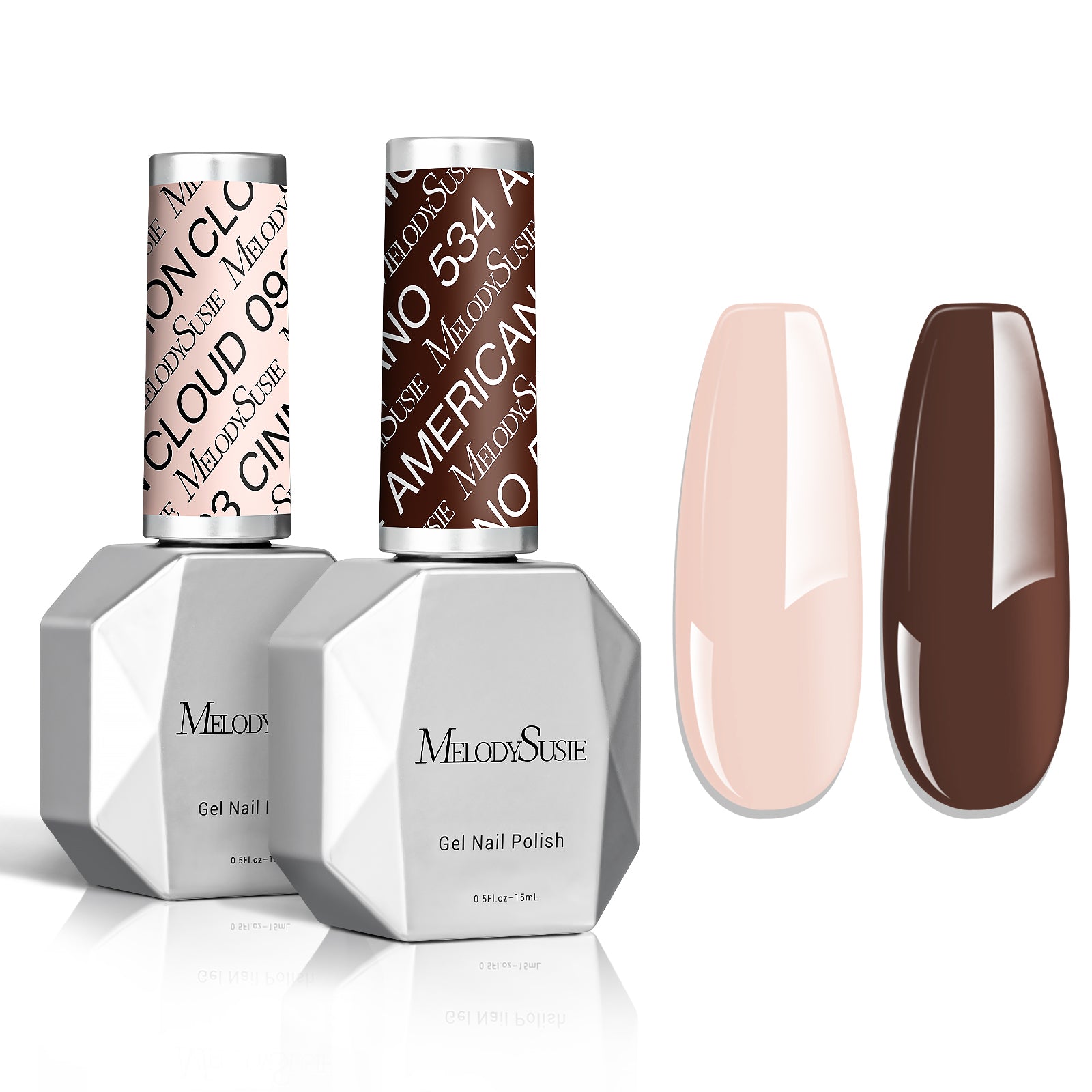 2 Pack 15ml Gel Nail Polish (Nude Pink and Brown)