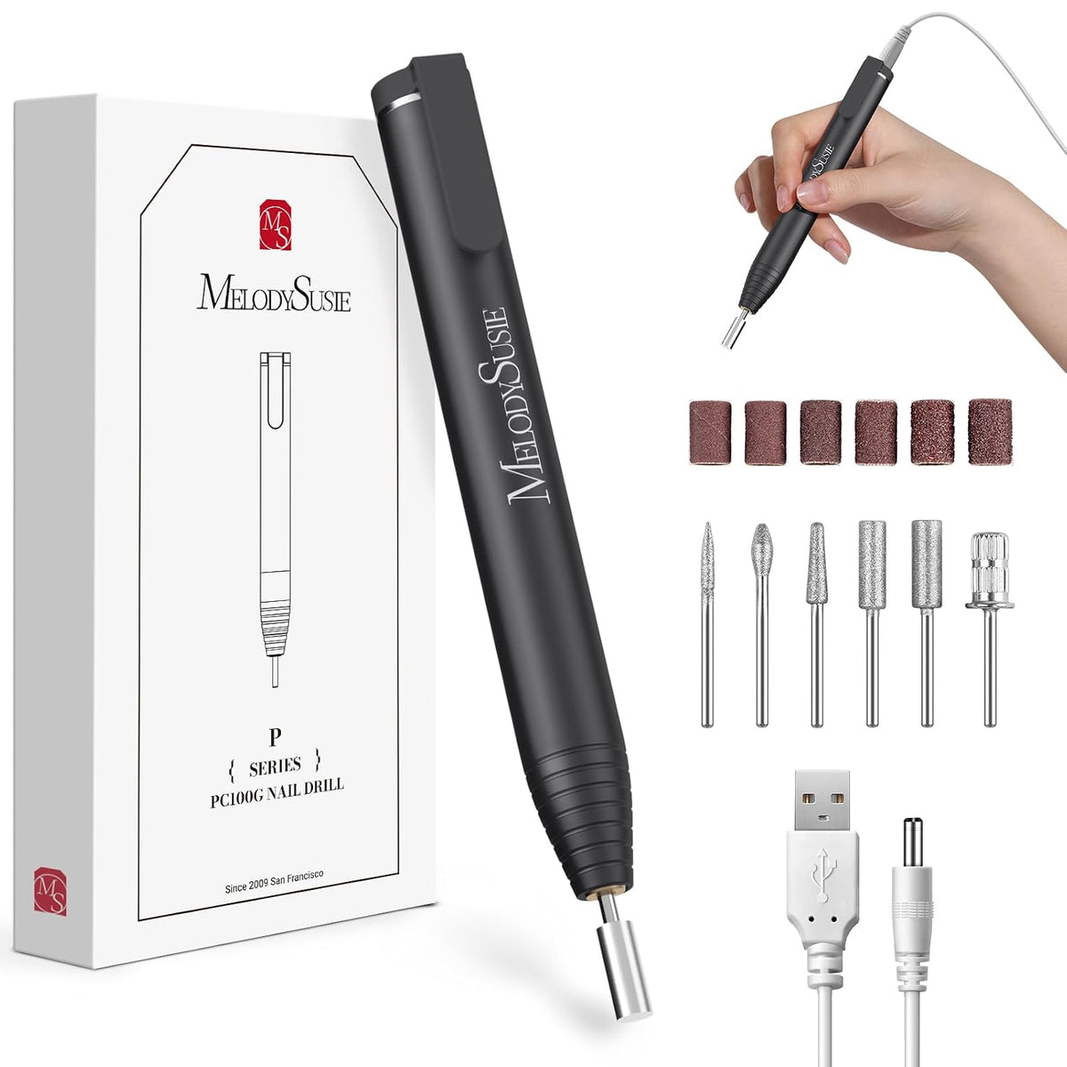 MelodySusie PocketNail PC100G Portable Nail Drill 20,000 RPM