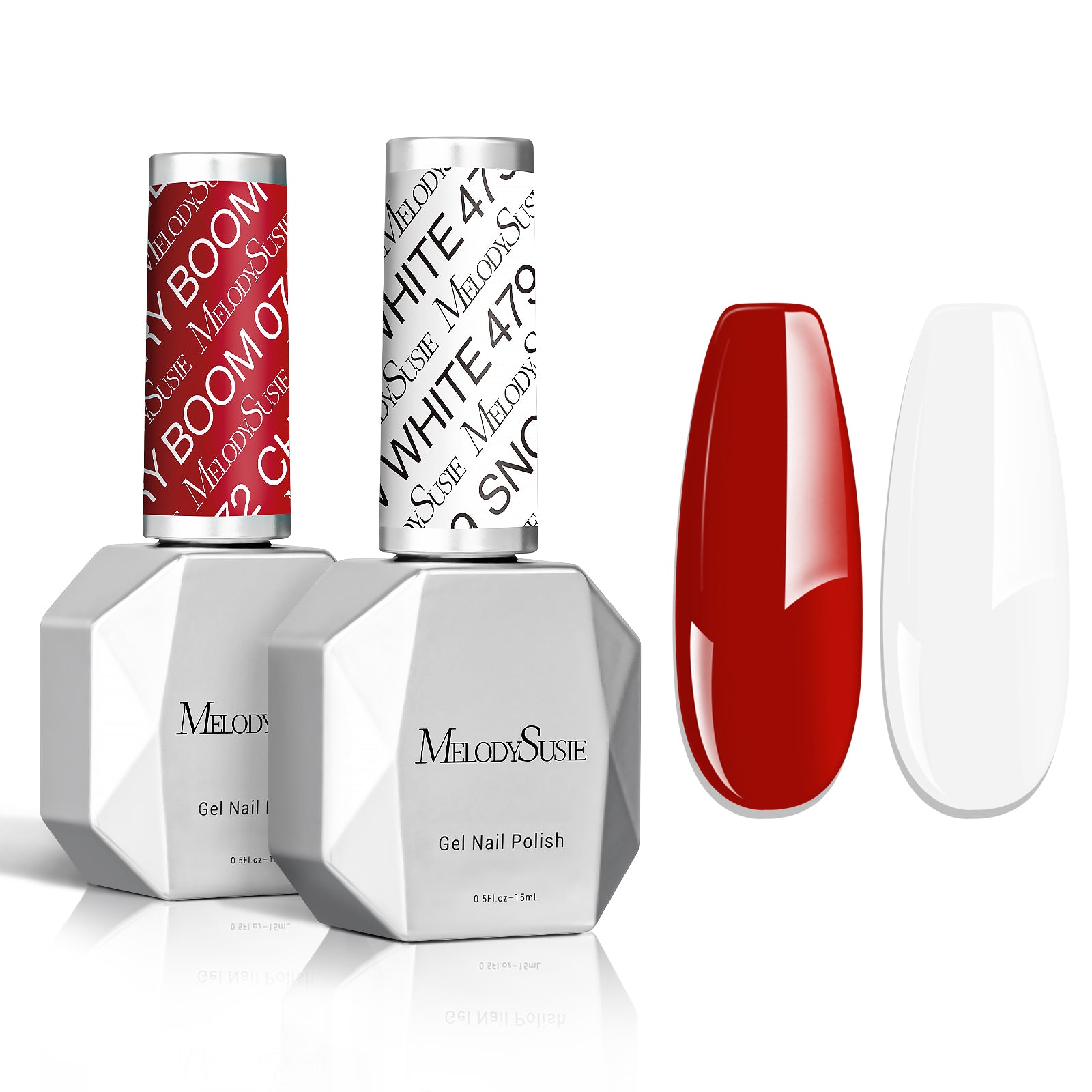 Gel Nail Polish Red and White 2 Pack 15ml