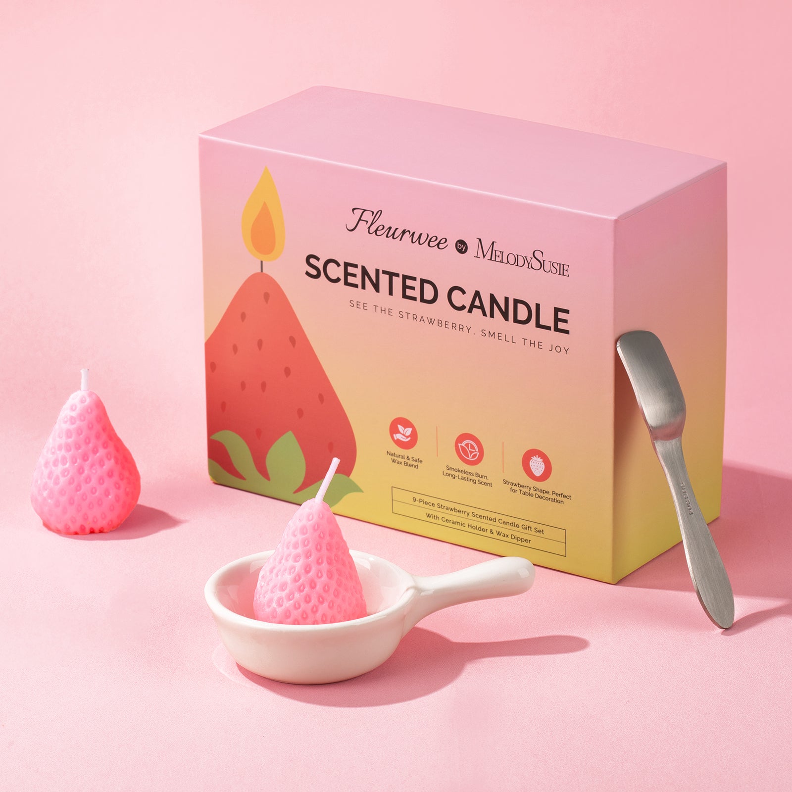 Strawberry Scented Candle Gift Set
