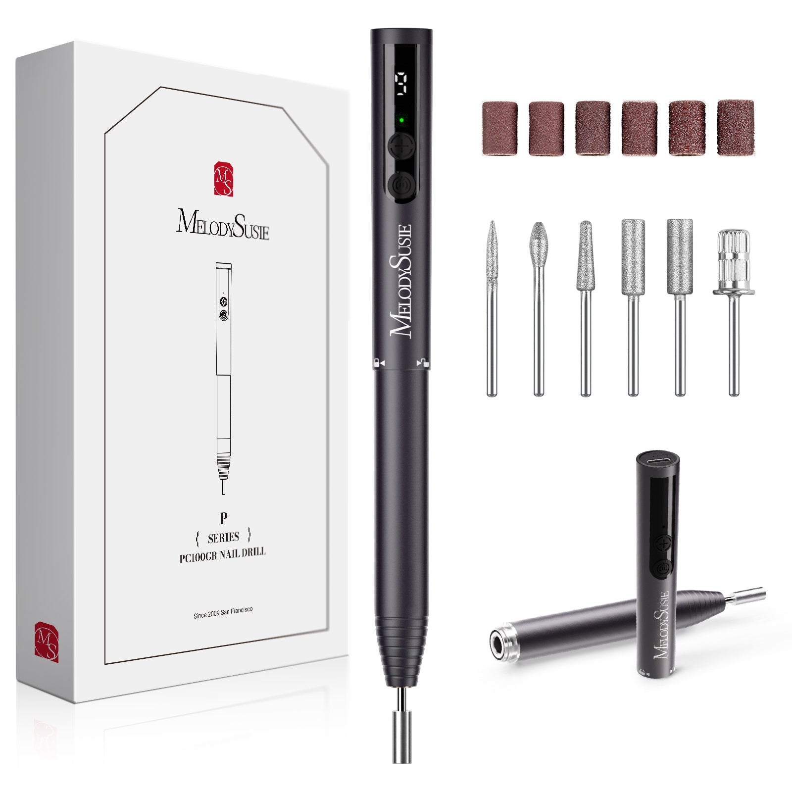 PocketNail PC100GR/PC100G Pen-Shaped Innovative Portable Rechargeable Nail Drill 20,000RPM