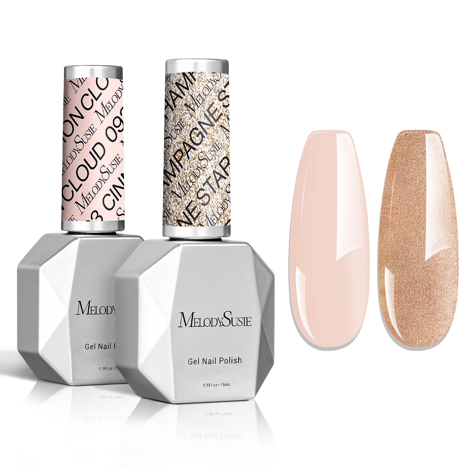 Gel Nail Polish Gold and Nude Pink - 2 Pack 15ml