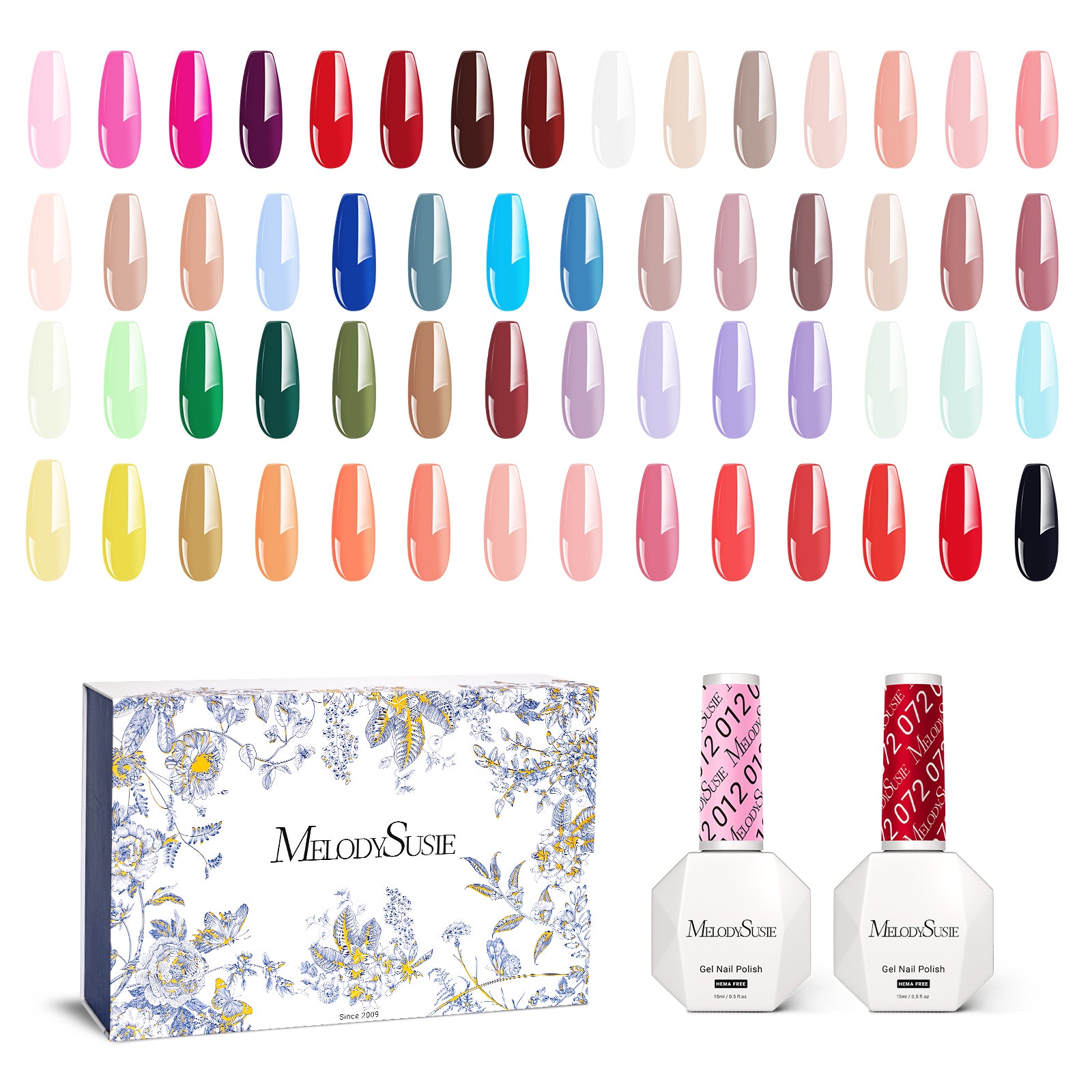 Hema Free Gel Nail Polish Set 0.5fl oz/15ml - 57 Colors