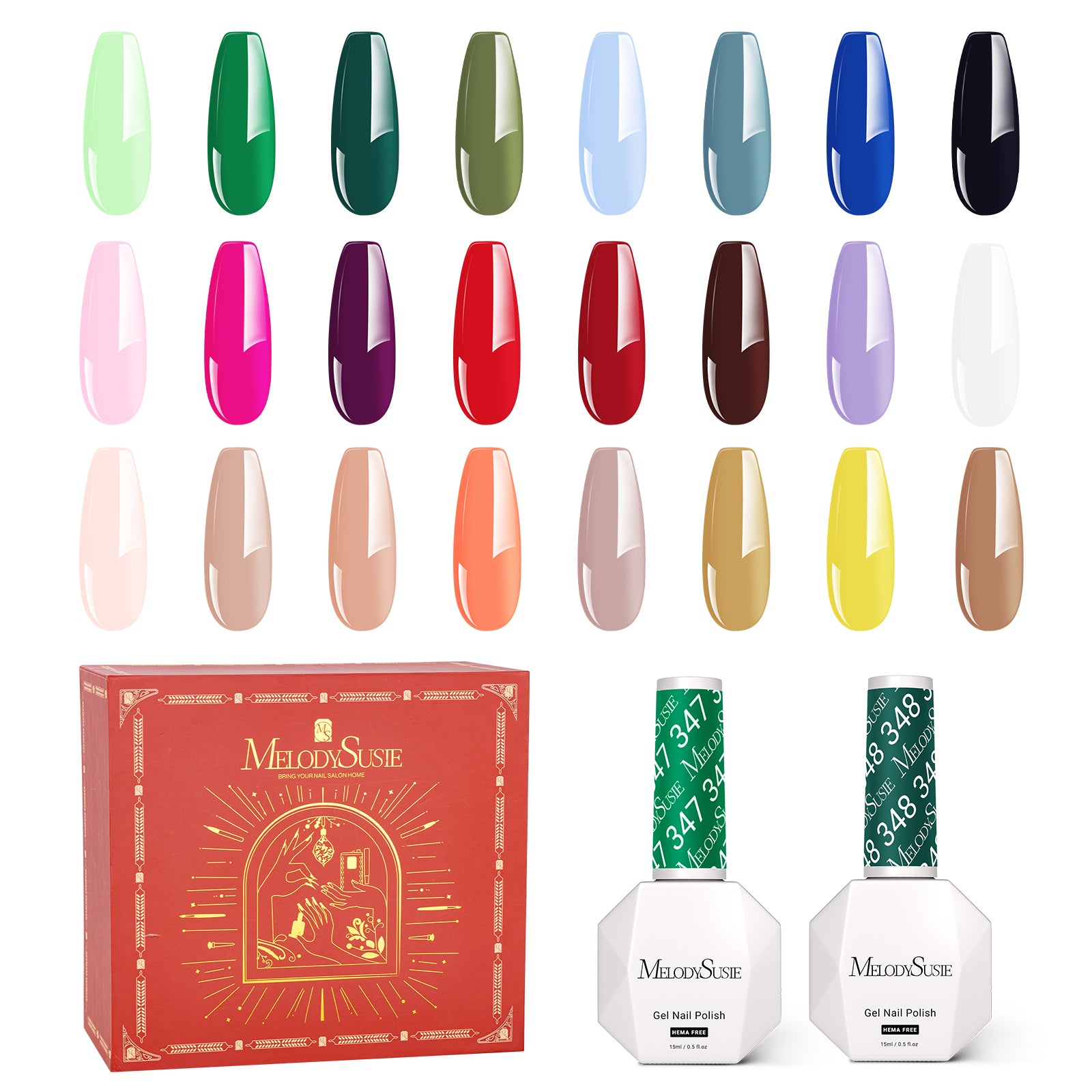 Hema Free Gel Nail Polish 24 Colors Set 0.5fl oz/15ml