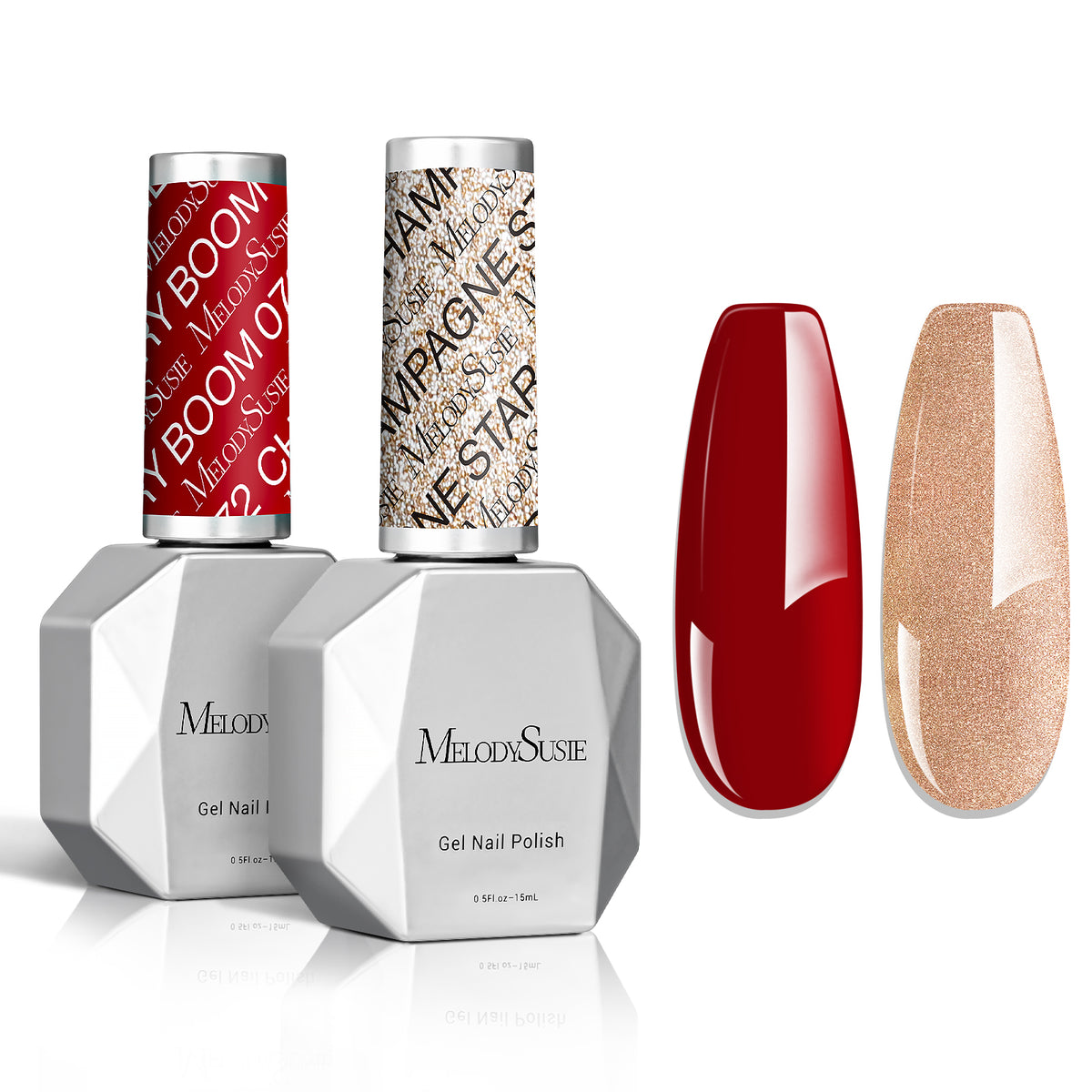 TPO-Free Thick Gel Nail Polish Gold and Red - 2 Pack 15ml