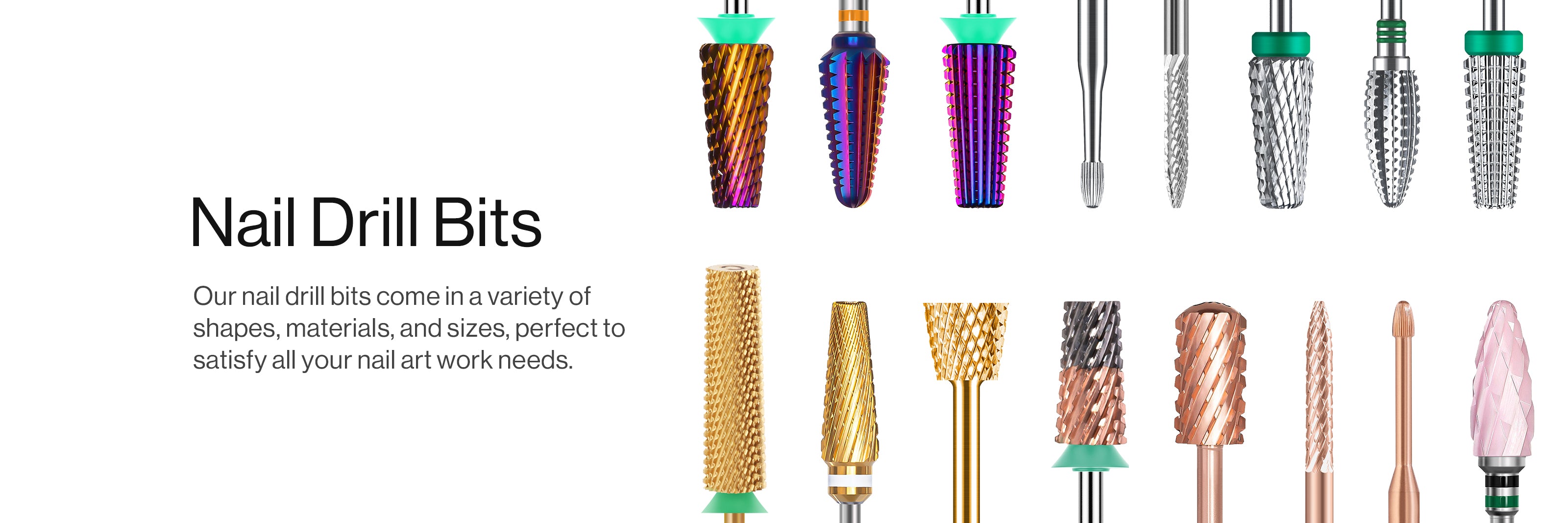 Professional Nail Drill Bits in a Variety of Shapes, Materials, and Sizes