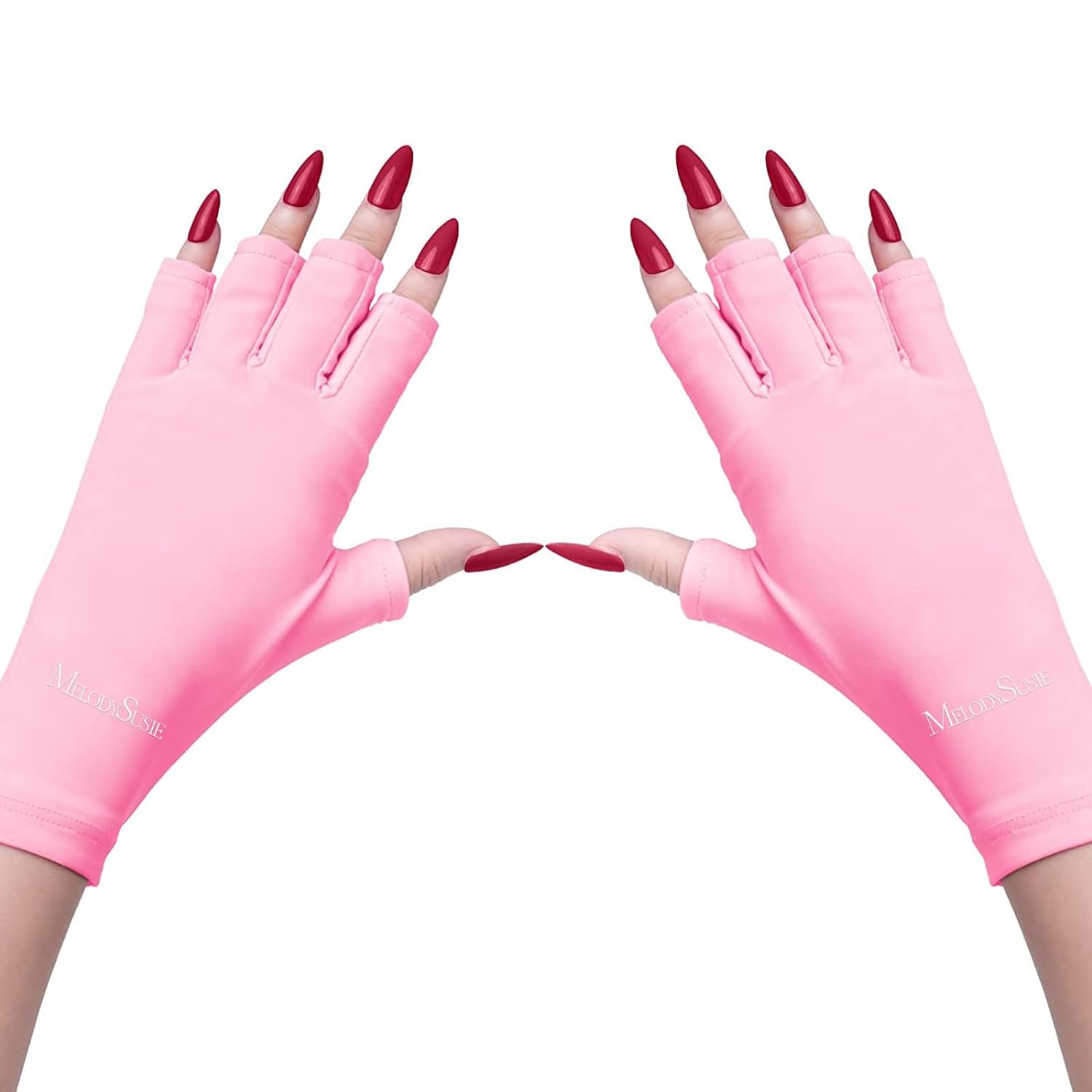 UV Shield Lycra Gloves for Manicure at Home or Salon, Pink