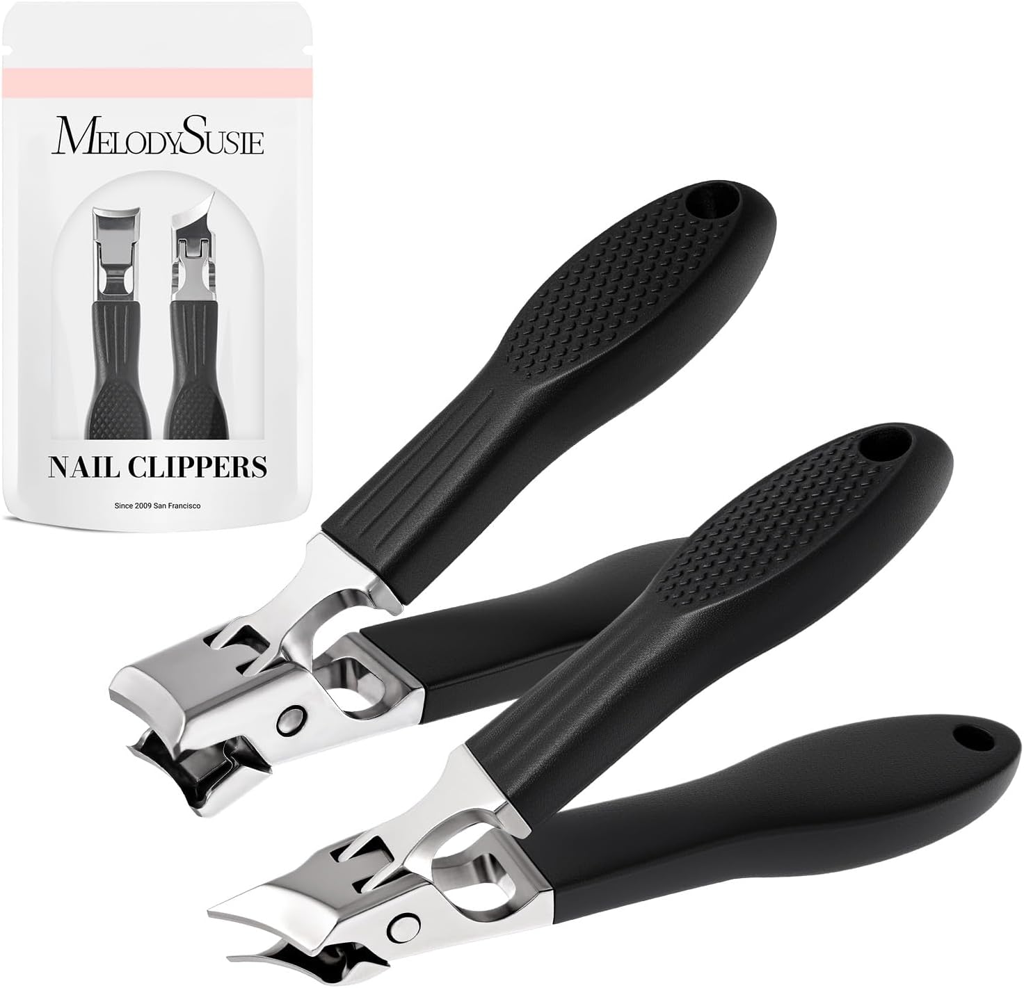 2Pcs Anti-Splash Curved and Slanted Nail Clippers Set