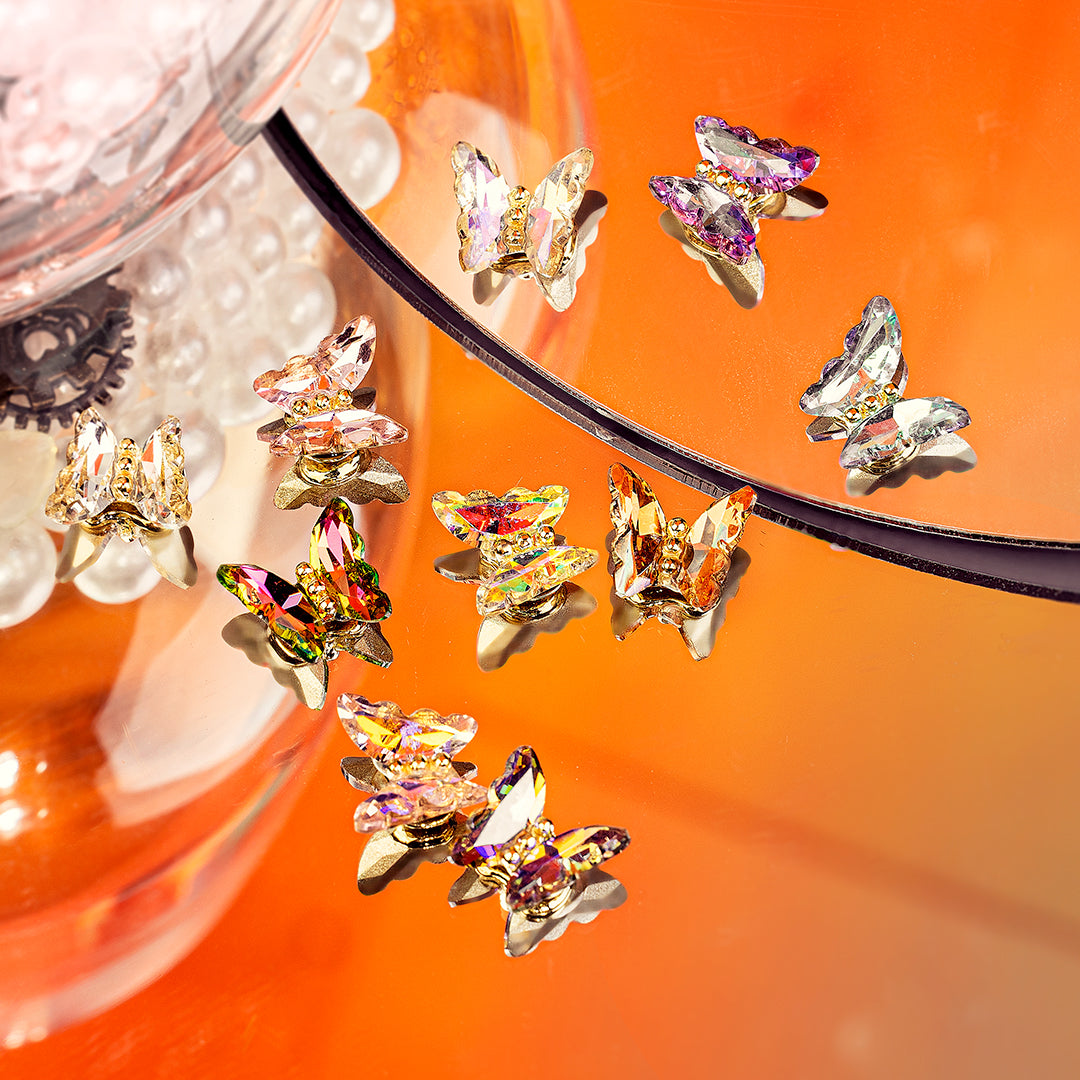 3D Butterfly Shape Glamour Aurora Nail Rhinestones