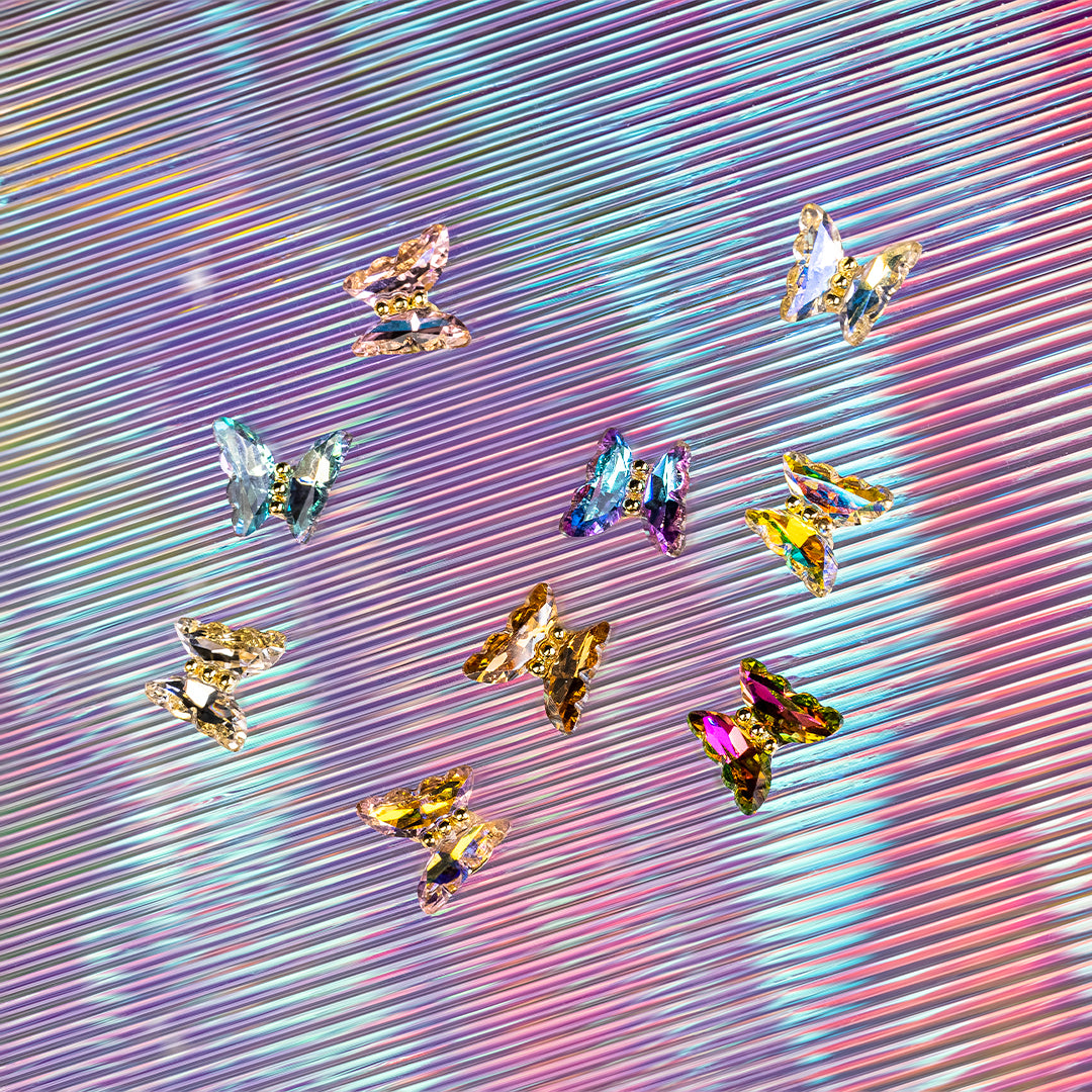 3D Butterfly Shape Glamour Aurora Nail Rhinestones