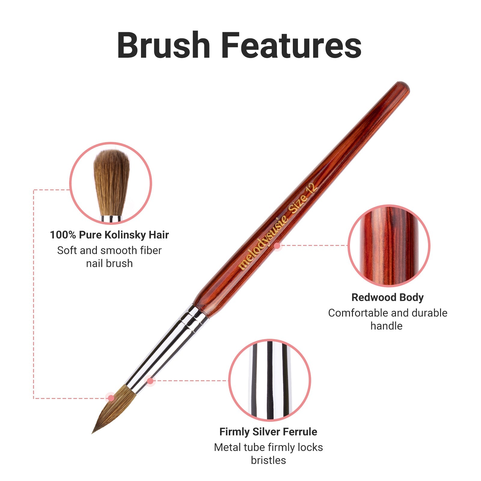 100% Kolinsky Acrylic Nail Brush Size 8,3D Nail Brushes For Acrylic  Application Pure Handmade Round Shape,Professional Nail Art Brush Manicure  For Wo - Imported Products from USA - iBhejo