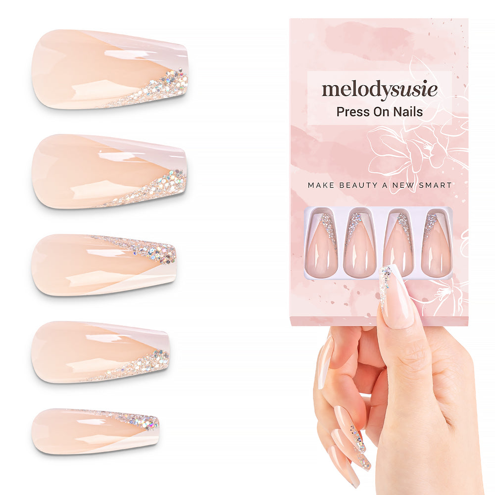 Romance soft pink press on nails clean girl understated elegant prom manicure flatters all skin tones any dress colour formal wear