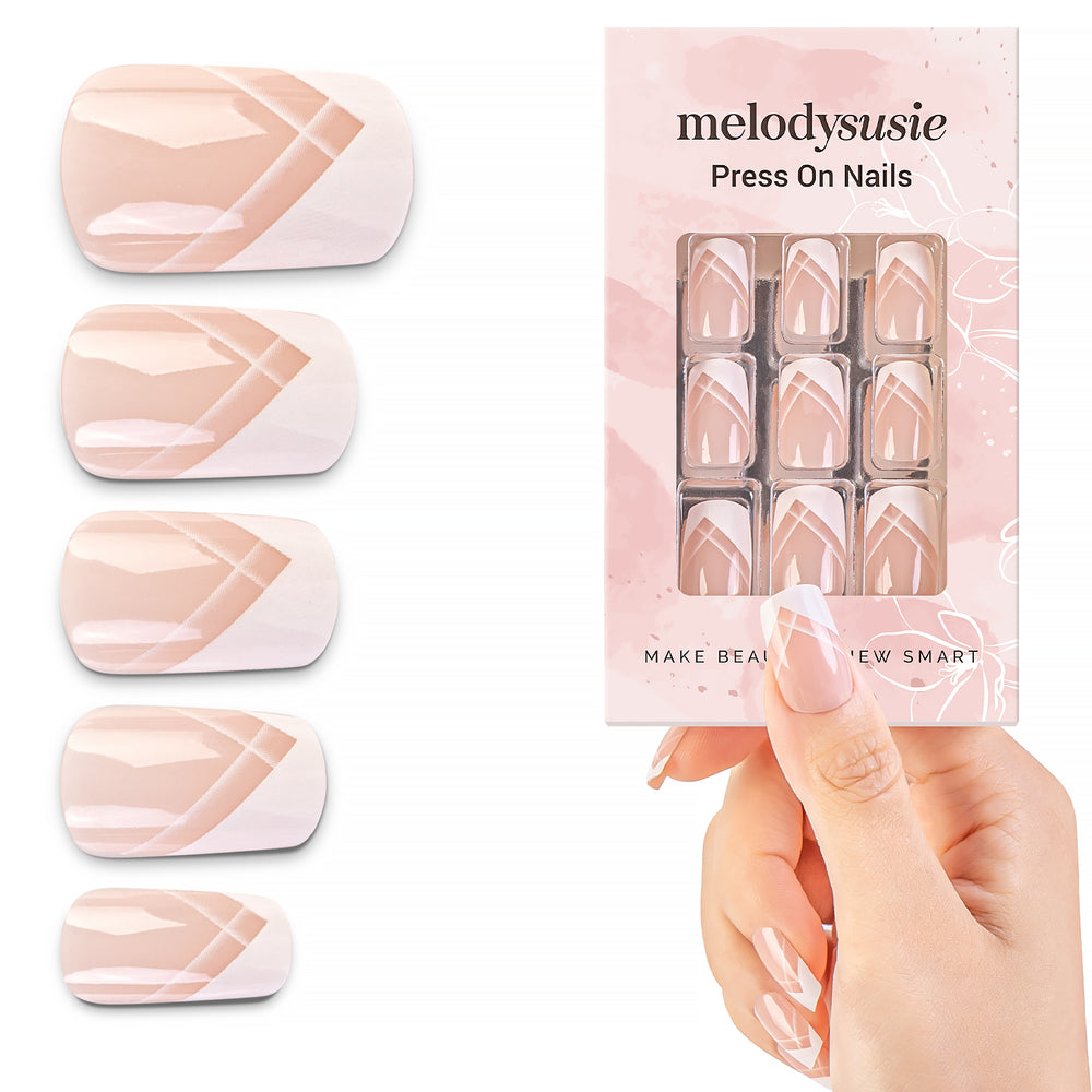 Wedding Dress classic white French tip press on nails bridal finish prom photograph ready polished elegant any dress colour pairing