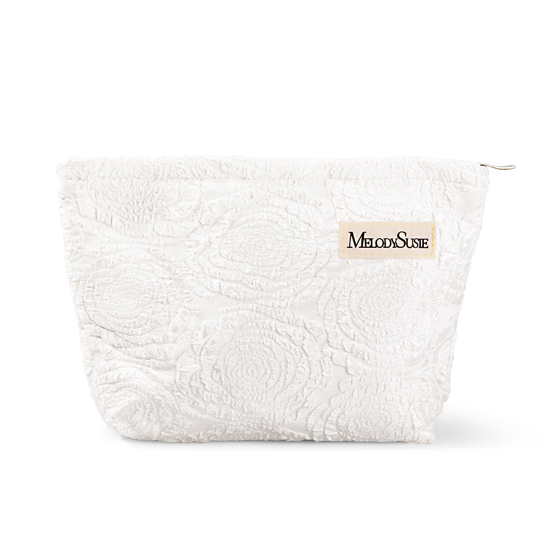 Vintage White Jacquard Rose Storage Bag