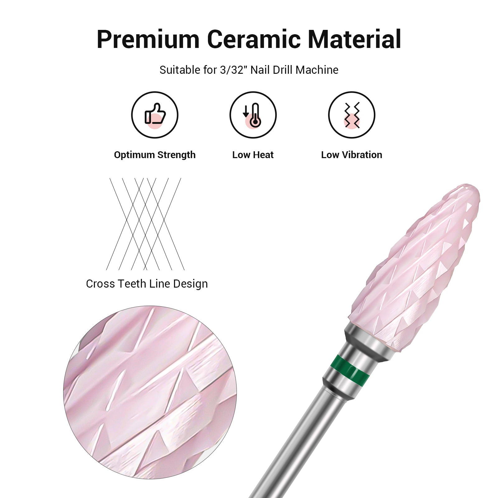 Ceramic Nail Drill Bits Pink-Extra Coarse(1pc)