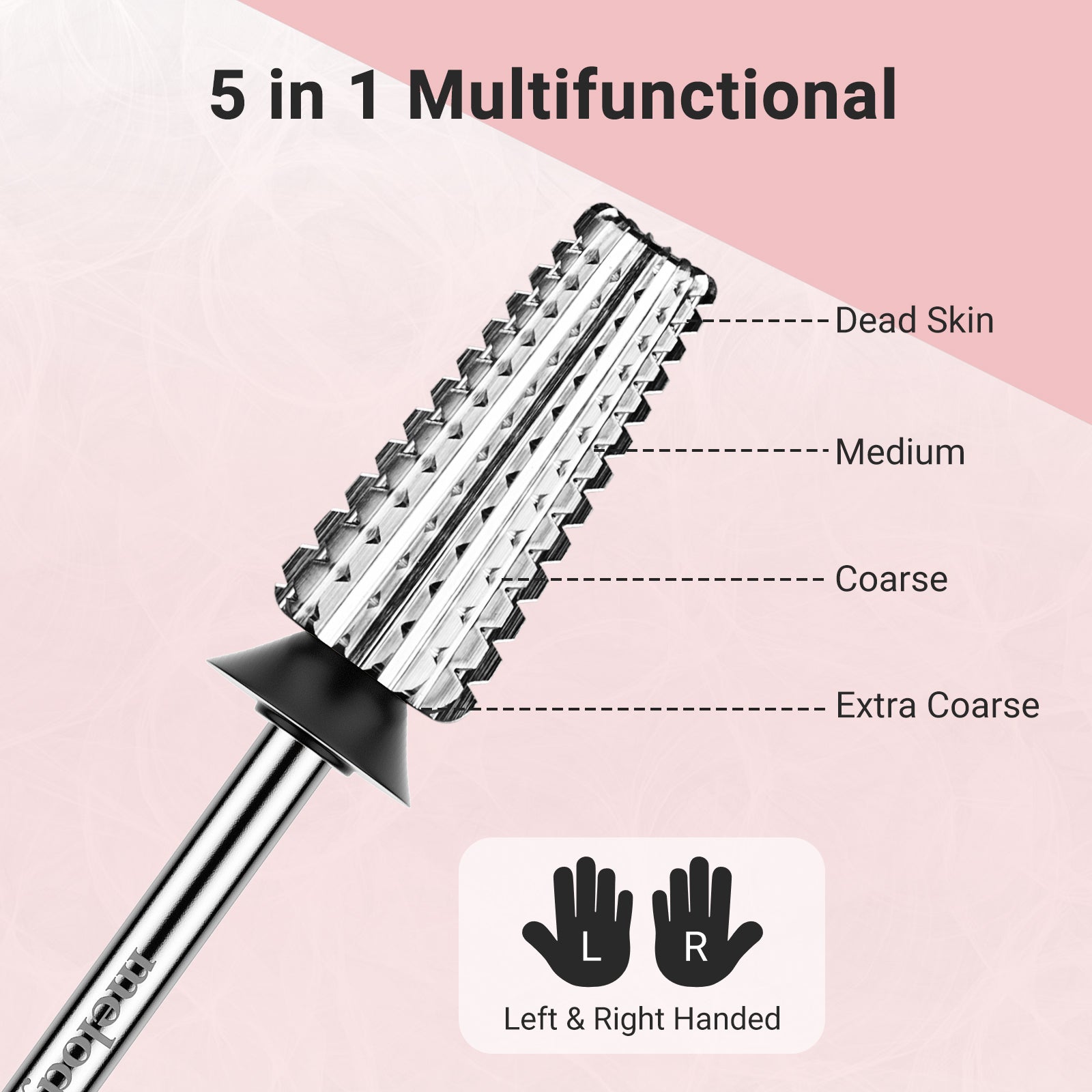 Tungsten Carbide Professional 5 in 1 Nail Drill Bits X Coarse (1 pcs)