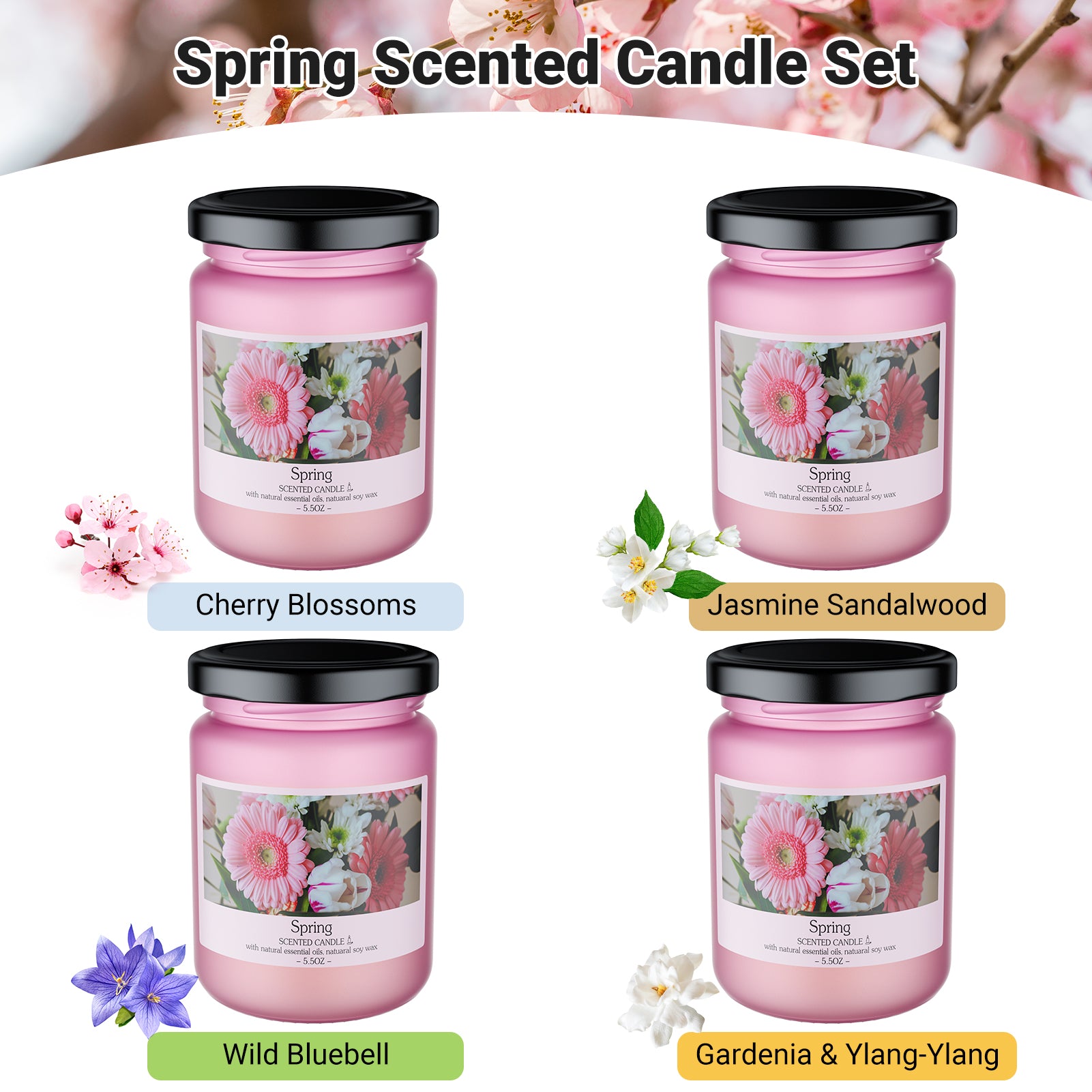 Spring Scented Candle Gift Set (4 Jars)