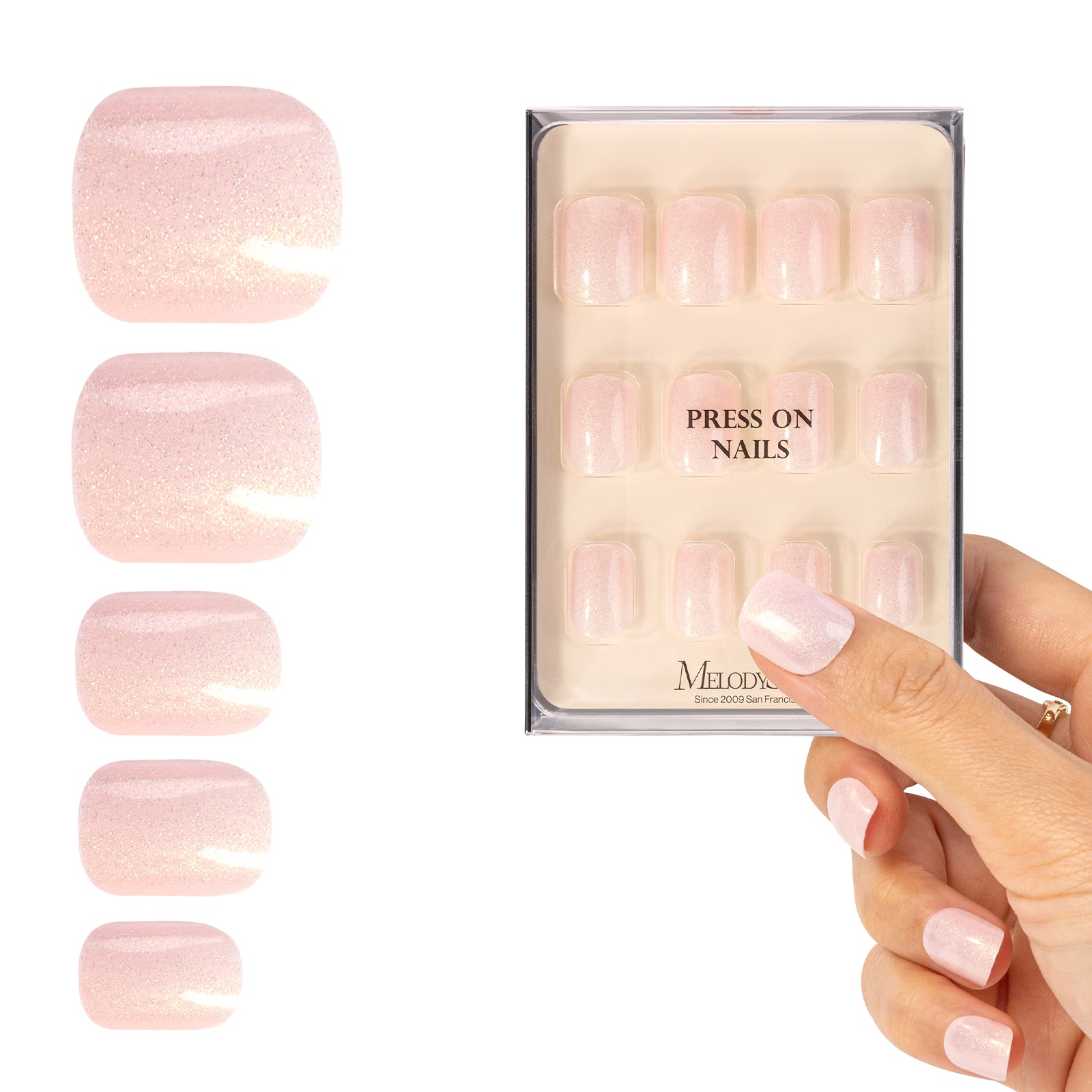 Acrylic Press On Nails - Short Square Light Pink