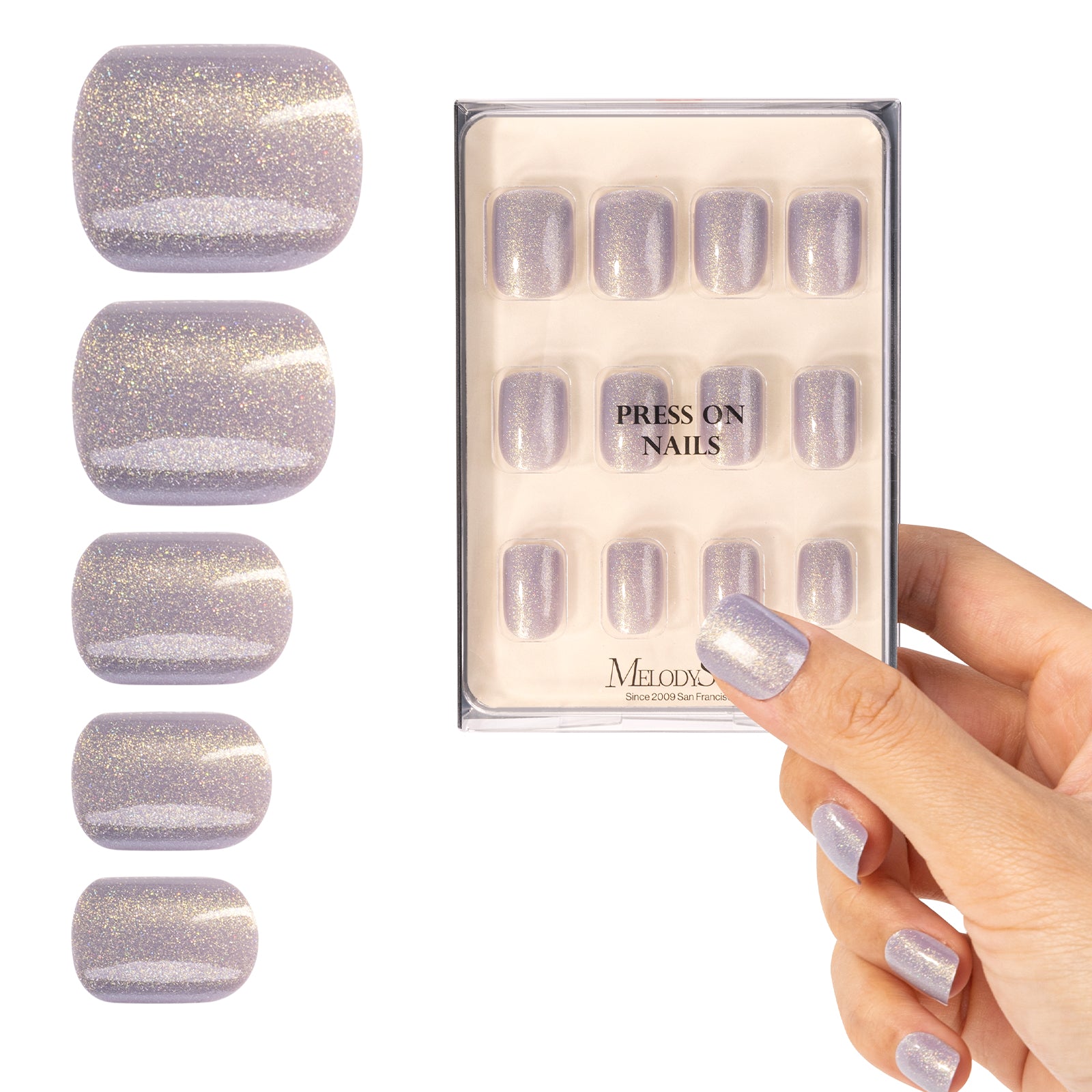 Acrylic Press On Nails - Short Square Light Purple (US ONLY)