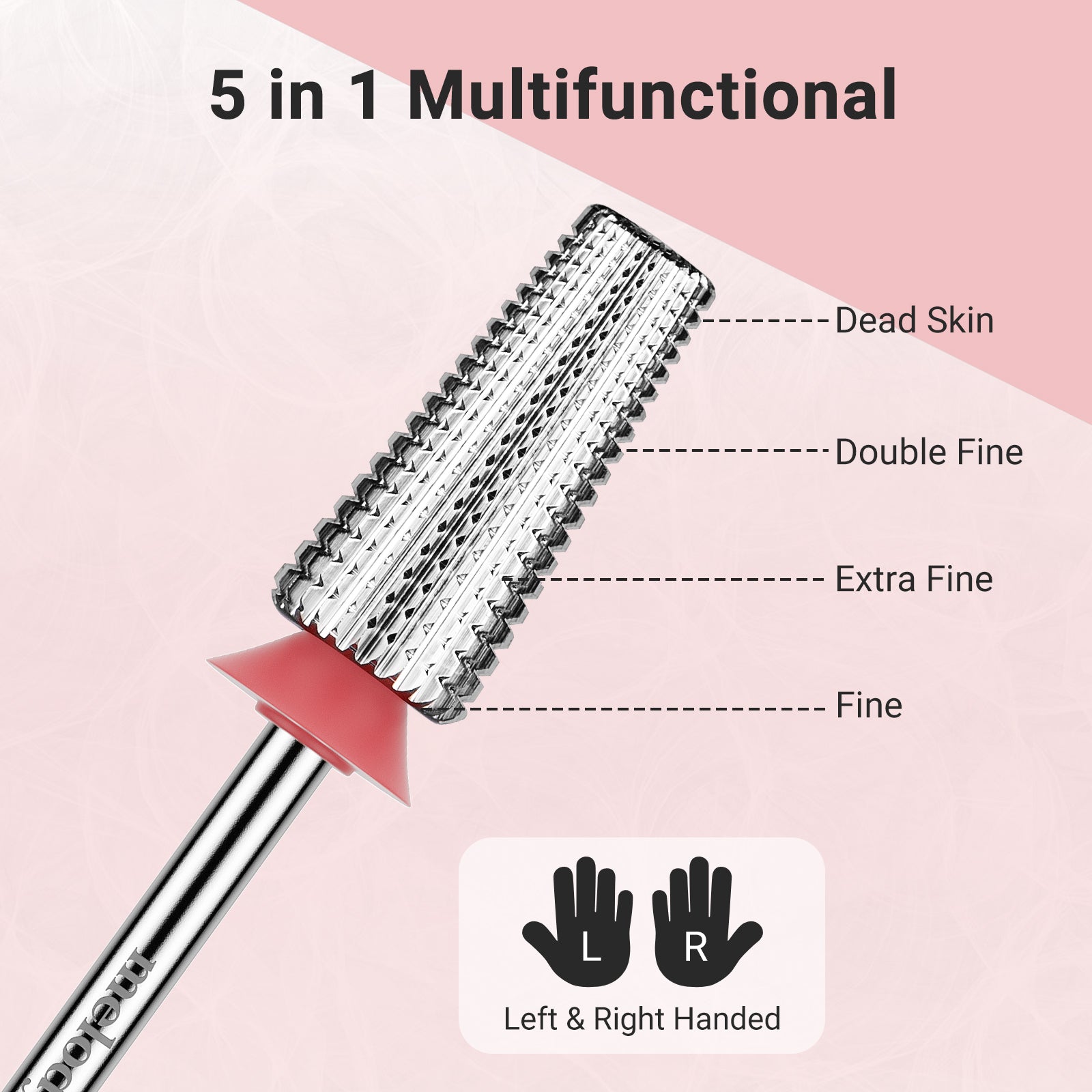 Tungsten Carbide Professional 5 in 1 Nail Drill Bit Fine (1 pcs)