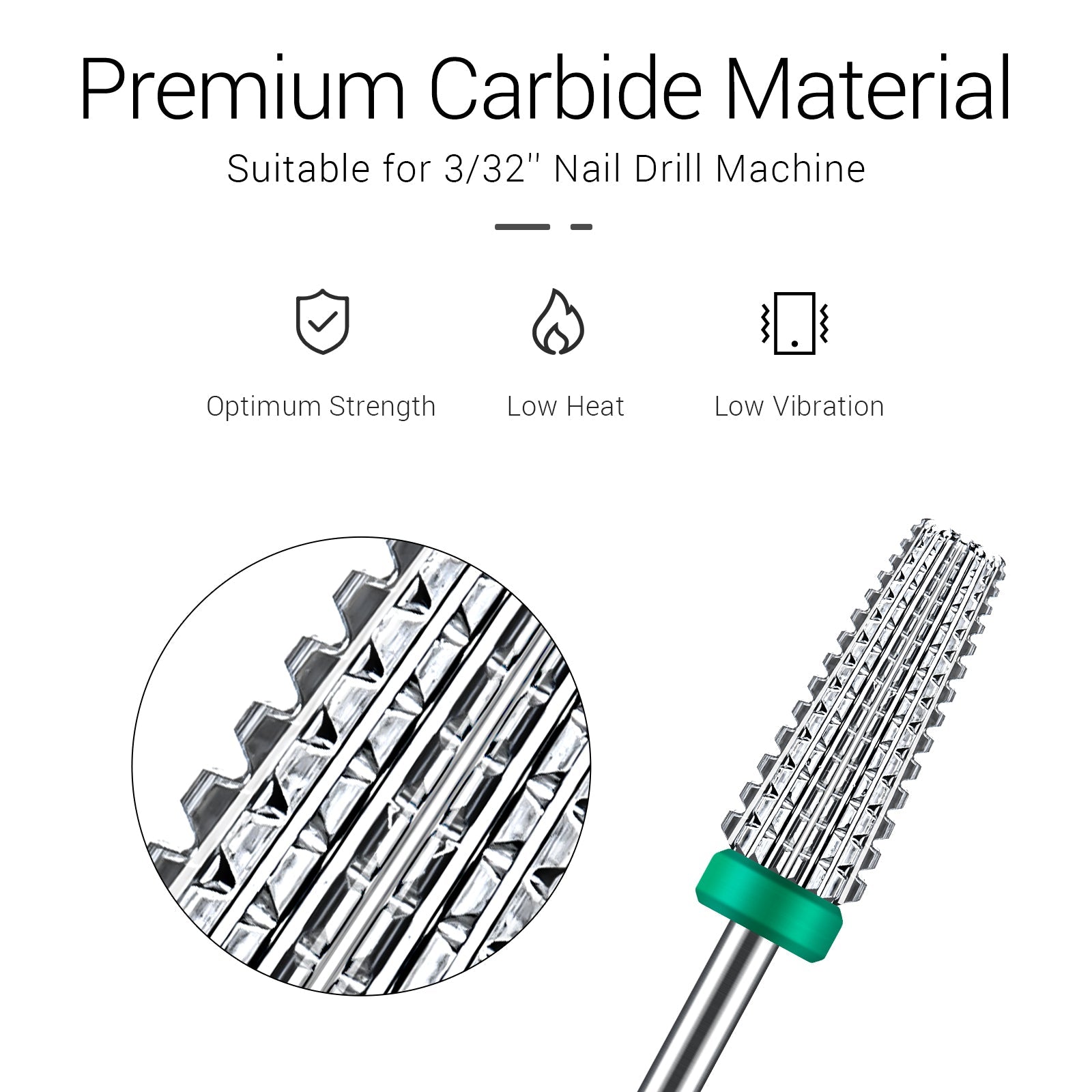 Tungsten Carbide 5-in-1 Straight Cut Nail Drill Bit - Coarse (1pc)