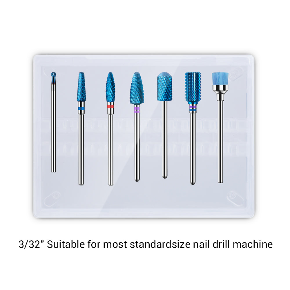 Blue Carbide Nail Drill Bits Set (7pcs)
