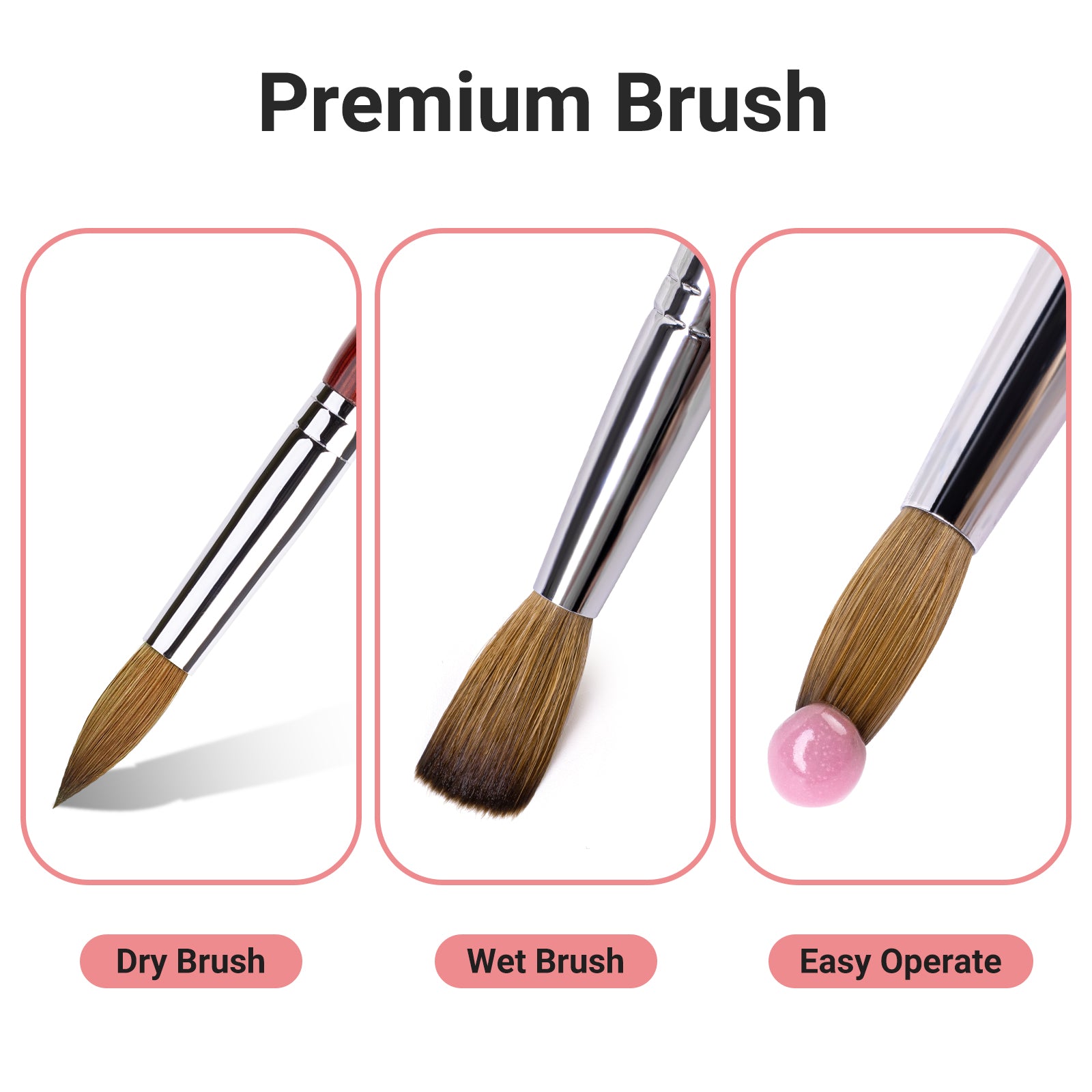 Nail Brush Acrylic 100% Pure Kolinsky Acrylic Brushes for Nails round –  Nail Brush Factroy