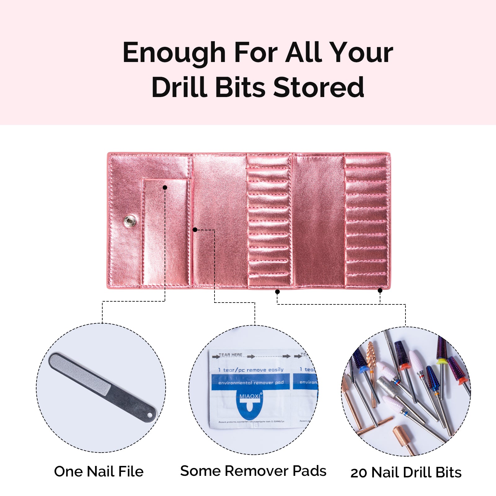 Nail Drill Bits Folding Storage Bag With Gift Box
