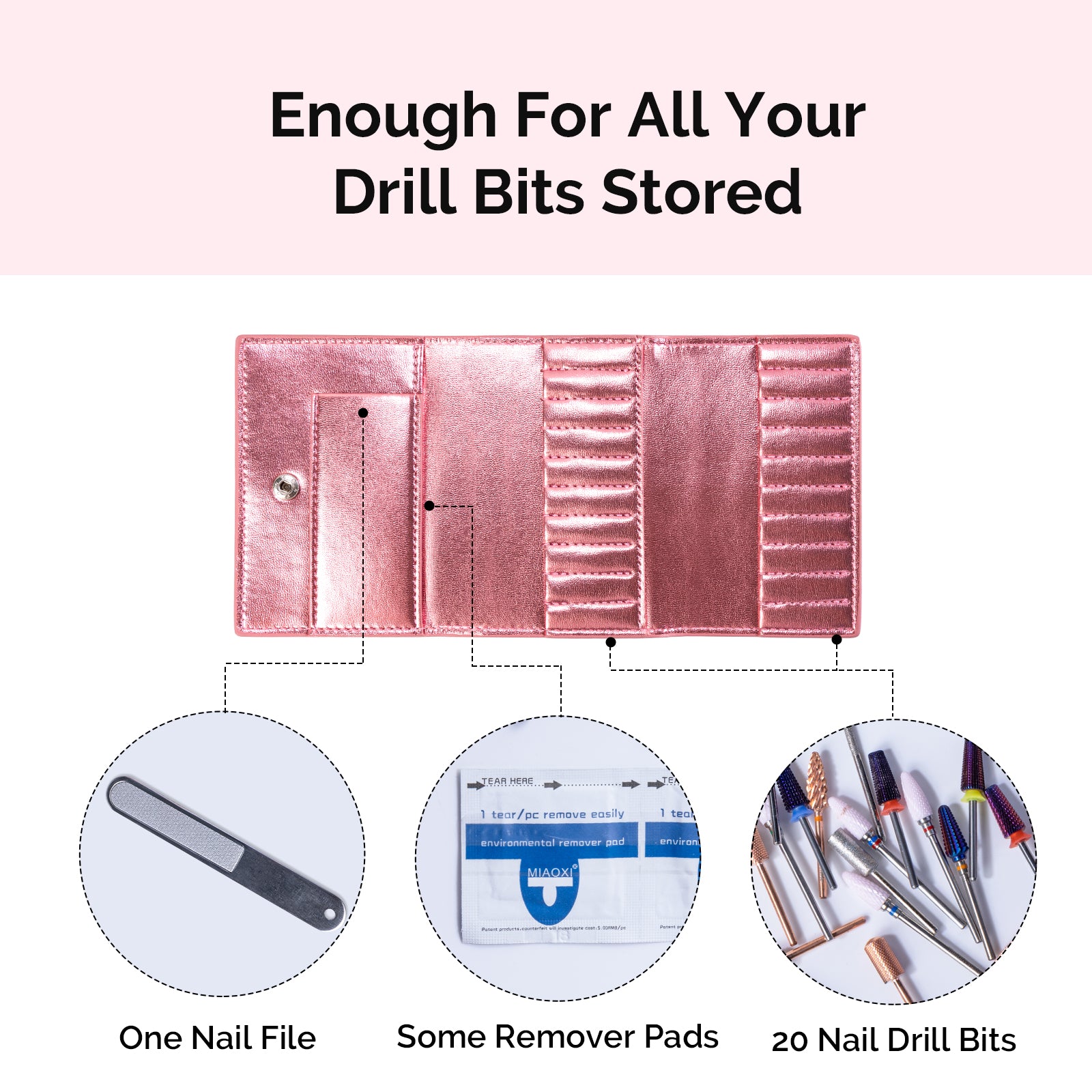 Nail Drill Bits nail polish dip powder kit storage Organizer Tavel carry  case