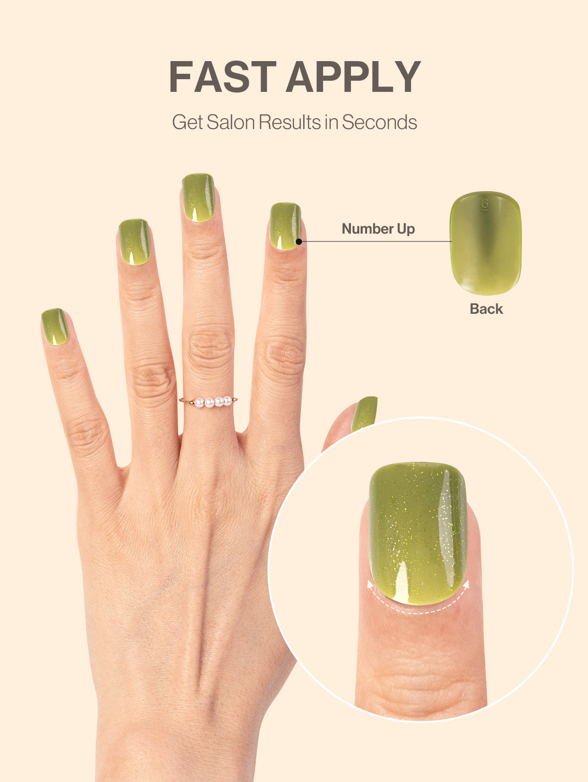 Acrylic Press On Nails - Short Square Olive Green