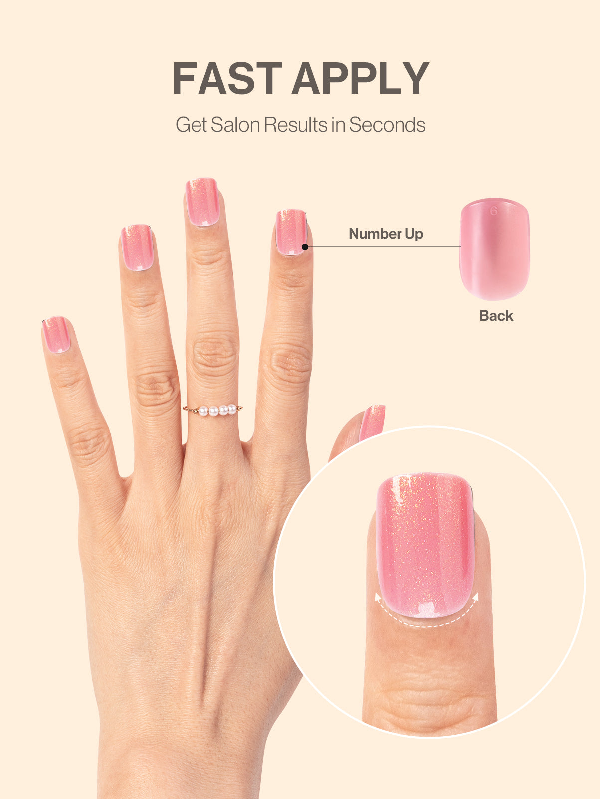 Acrylic Press On Nails - Short Square Pink (US ONLY)