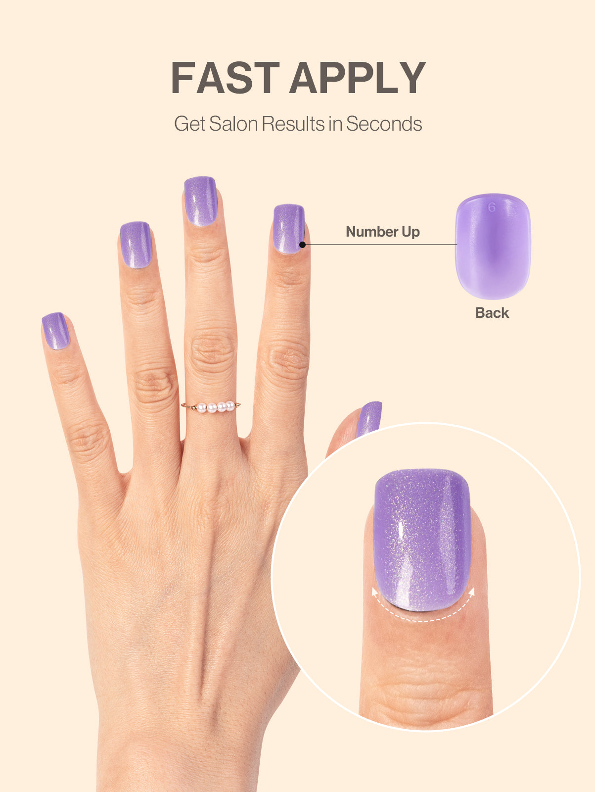 Acrylic Press On Nails - Short Square Purple