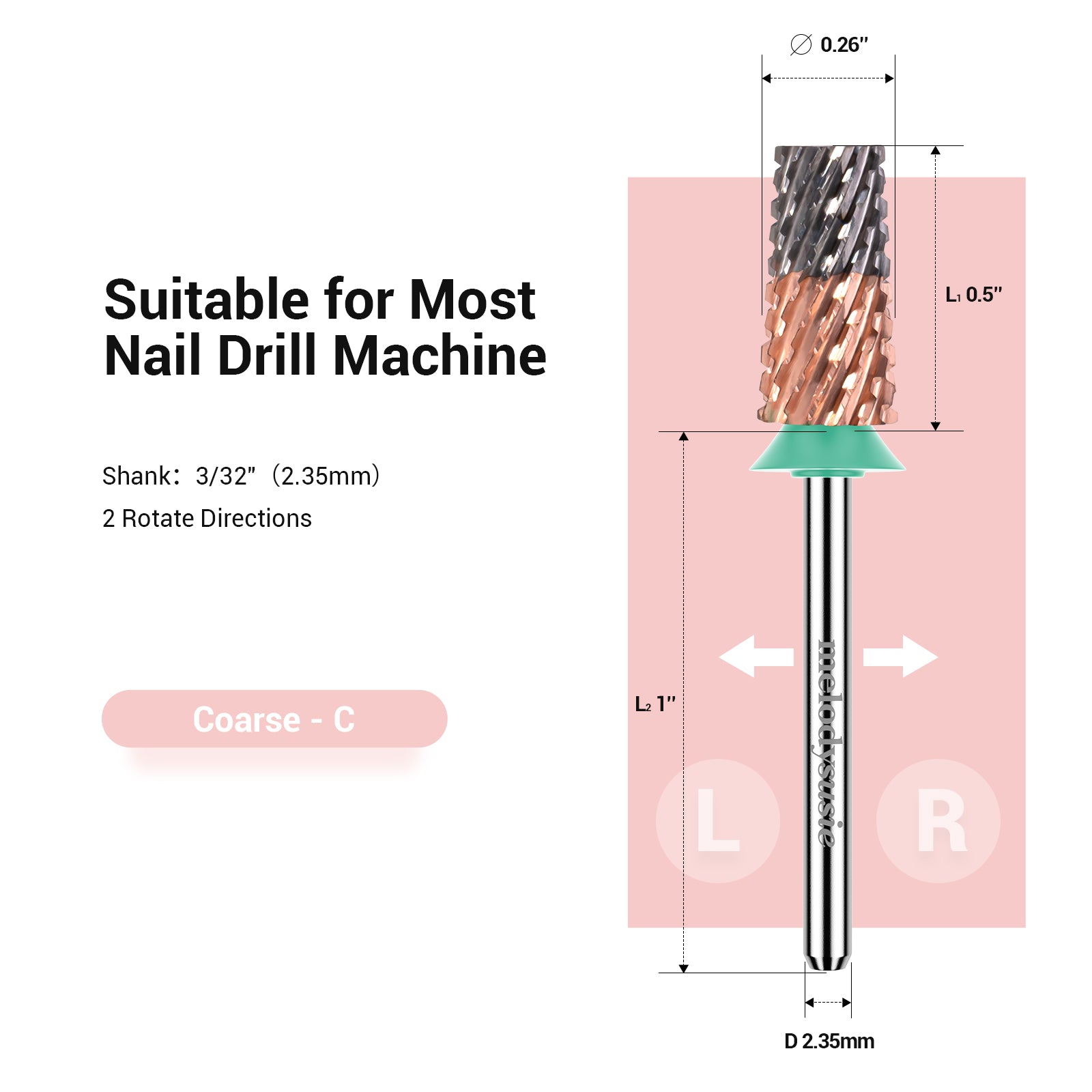 Large Tapered Barrel Tungsten Carbide Nail Drill Bits-Coarse(1pc)